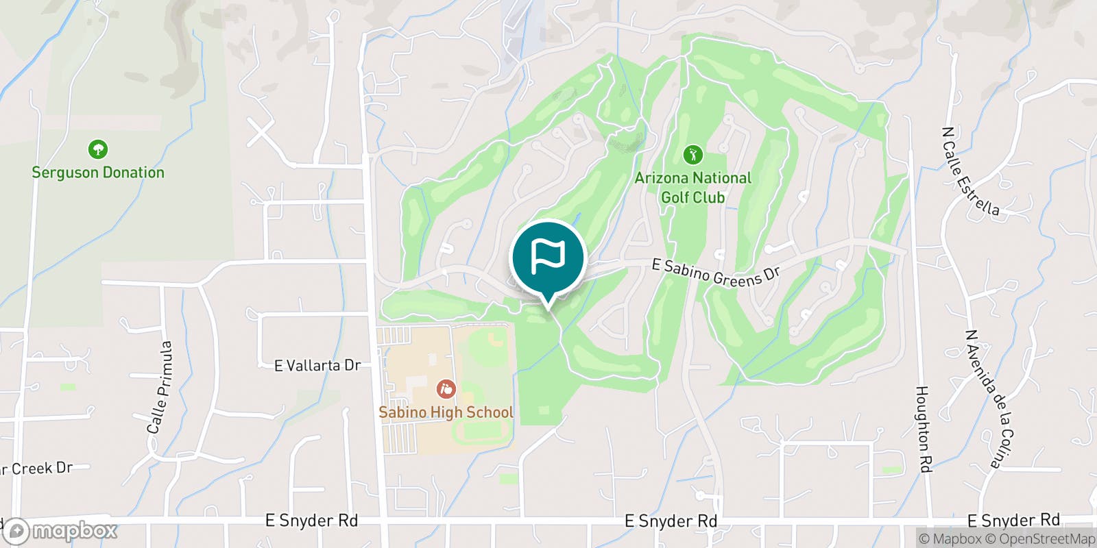 Street map of Arizona National Golf Club and its local surroundings.