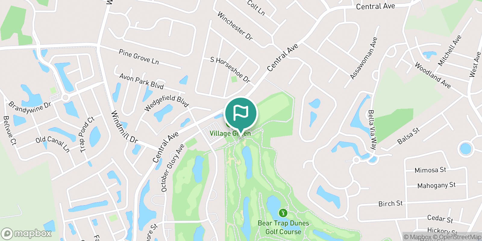 Street map of Bear Trap Dunes Golf Club and its local surroundings.