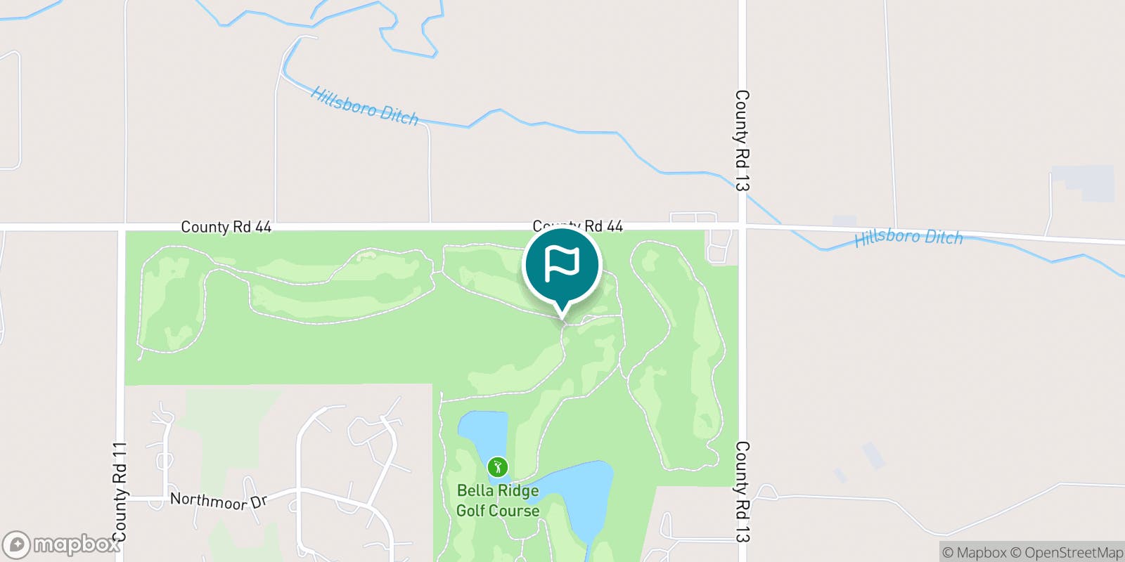 Street map of Bella Ridge Golf Club and its local surroundings.