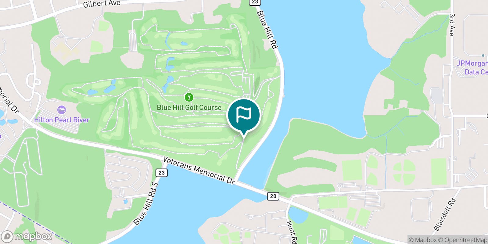 Street map of Blue Hill Golf Course and its local surroundings.