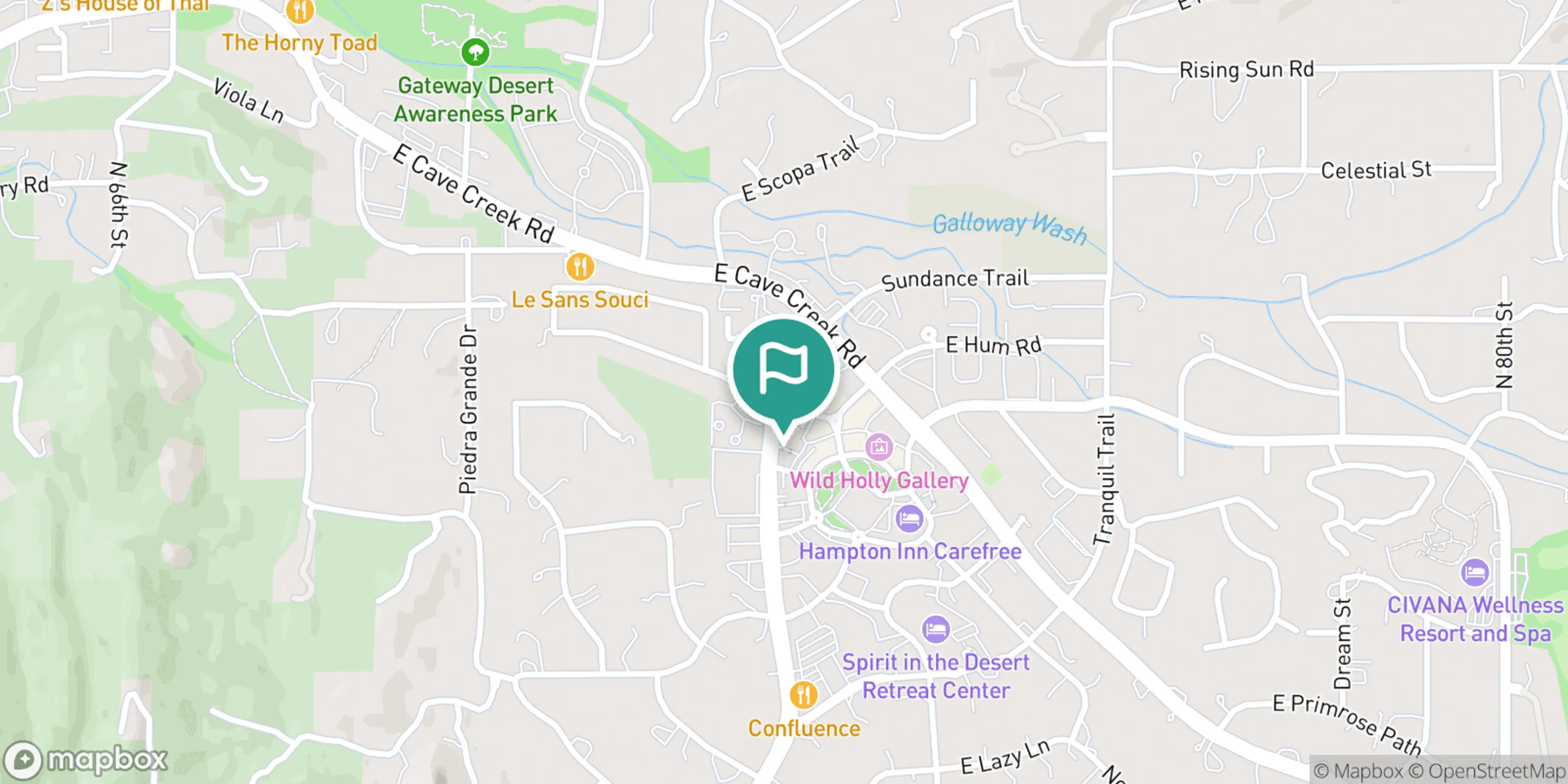 Street map of Boulders Resort & Spa Scottsdale and its local surroundings.