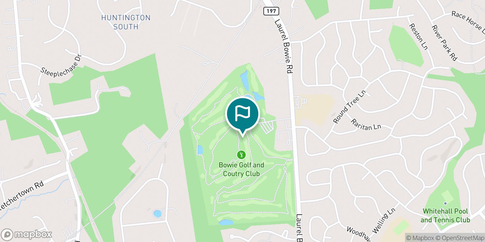 Street map of Bowie Golf Club  and its local surroundings.