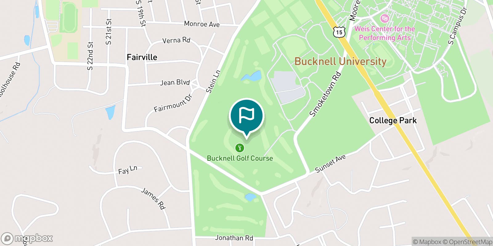 Street map of Bucknell Golf Club and its local surroundings.