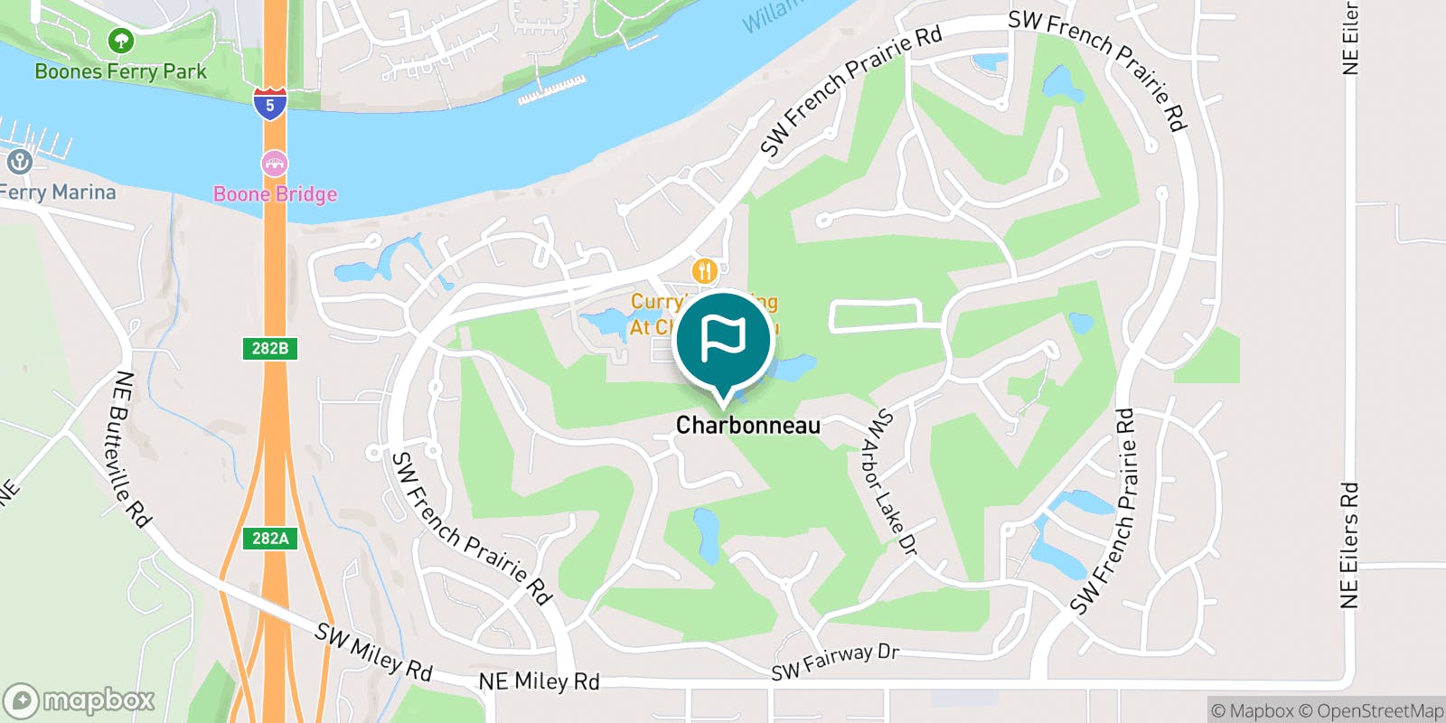 Street map of Charbonneau Golf Club and its local surroundings.
