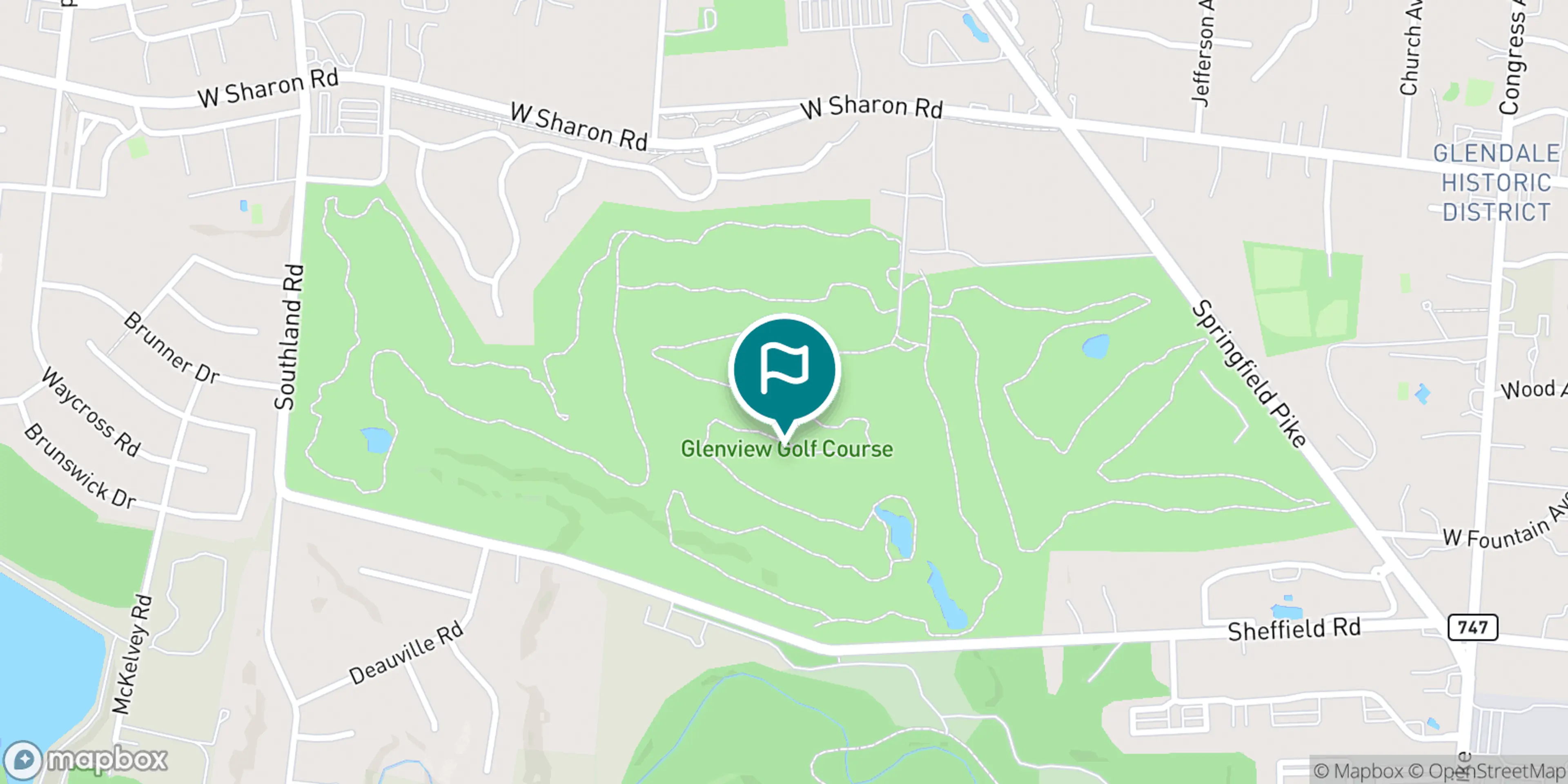 Street map of CRC Golf Courses and its local surroundings.