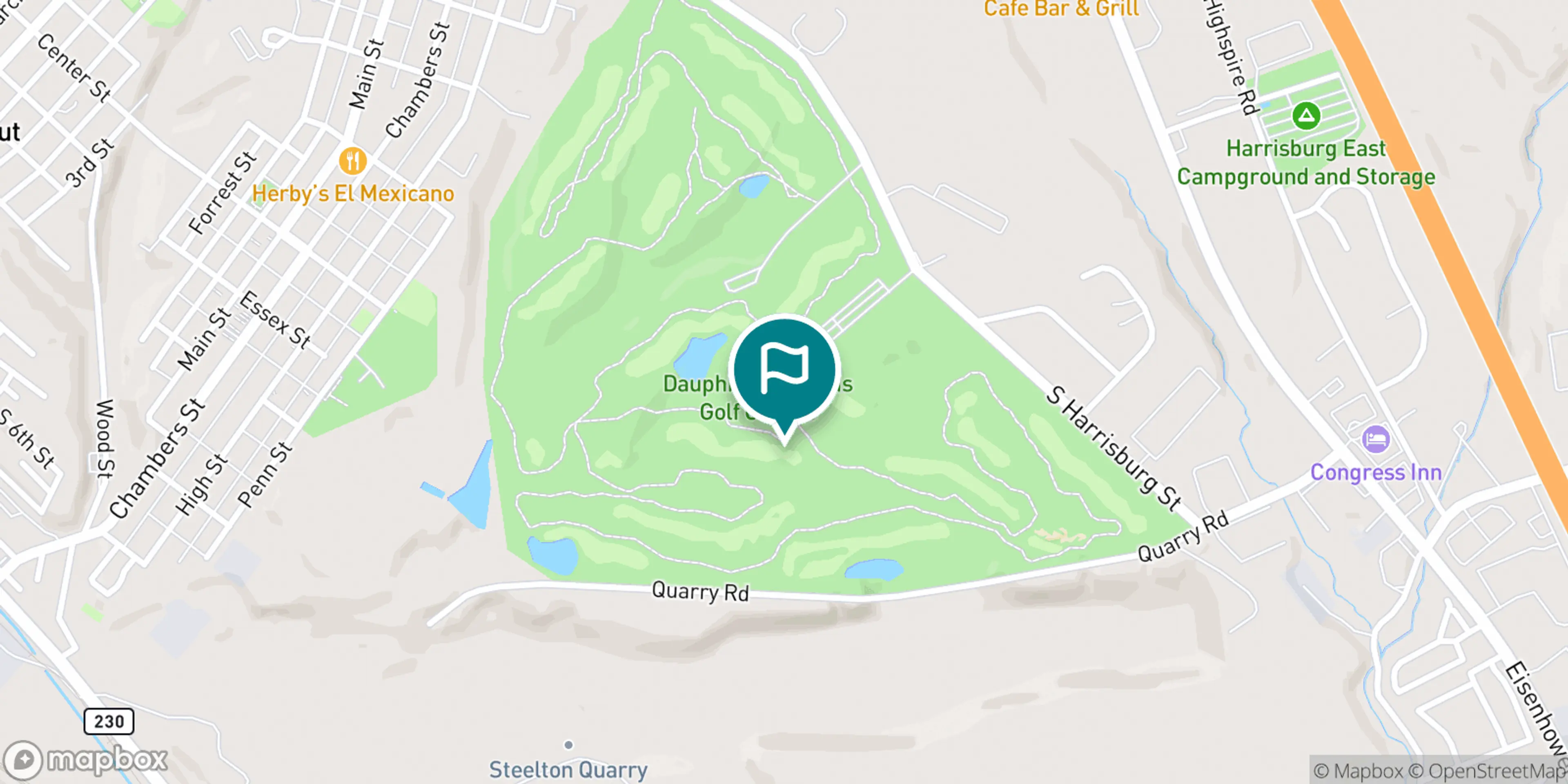 Street map of Dauphin Highlands Golf Course and its local surroundings.