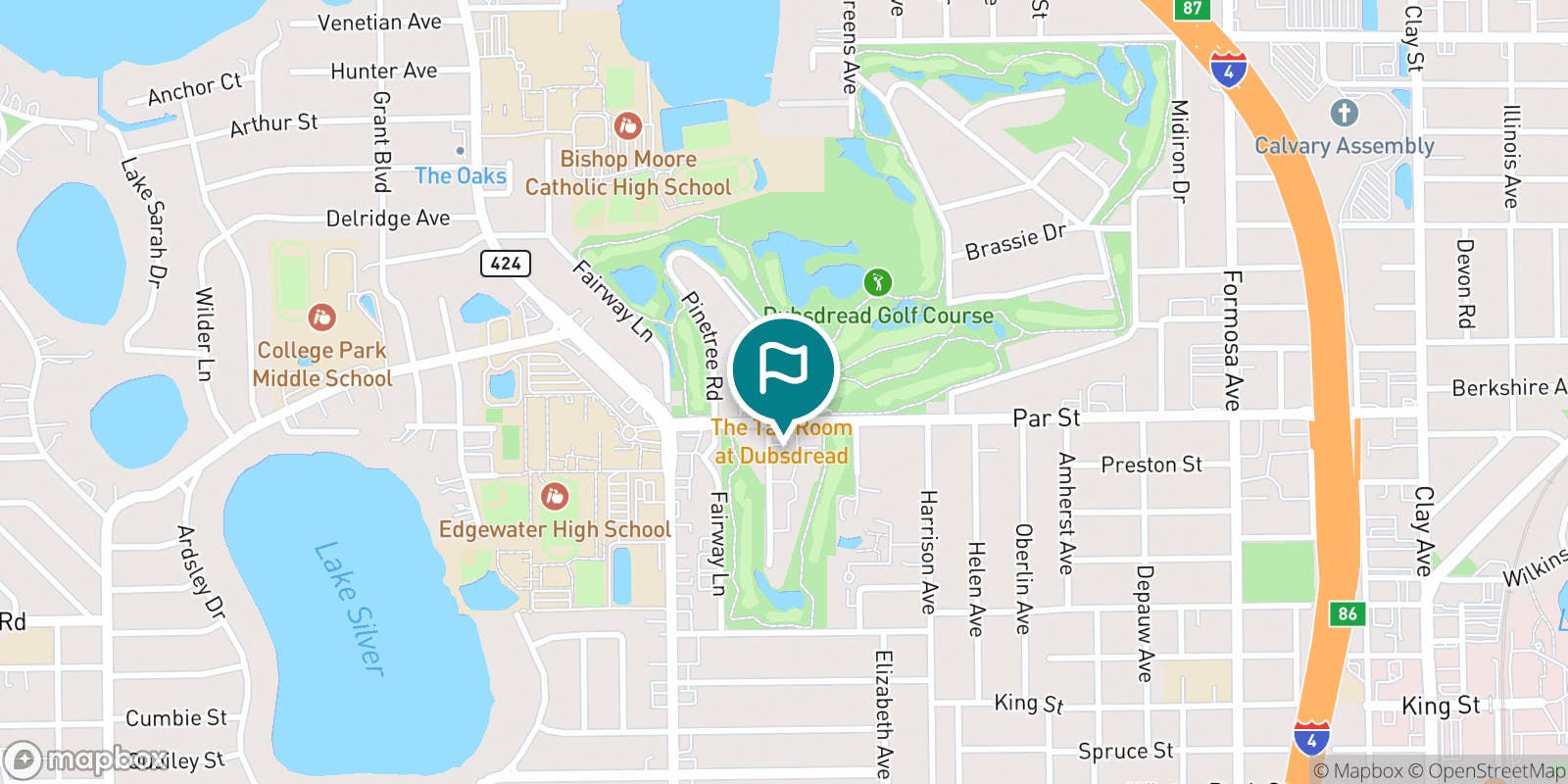 Street map of Dubsdread Golf Course and its local surroundings.