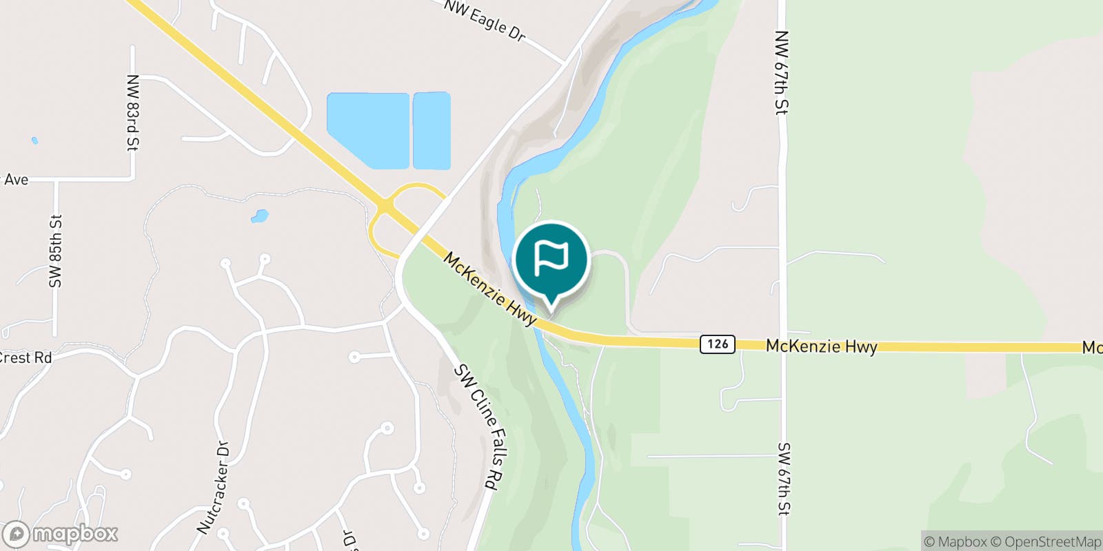 Street map of Eagle Crest Resort and its local surroundings.