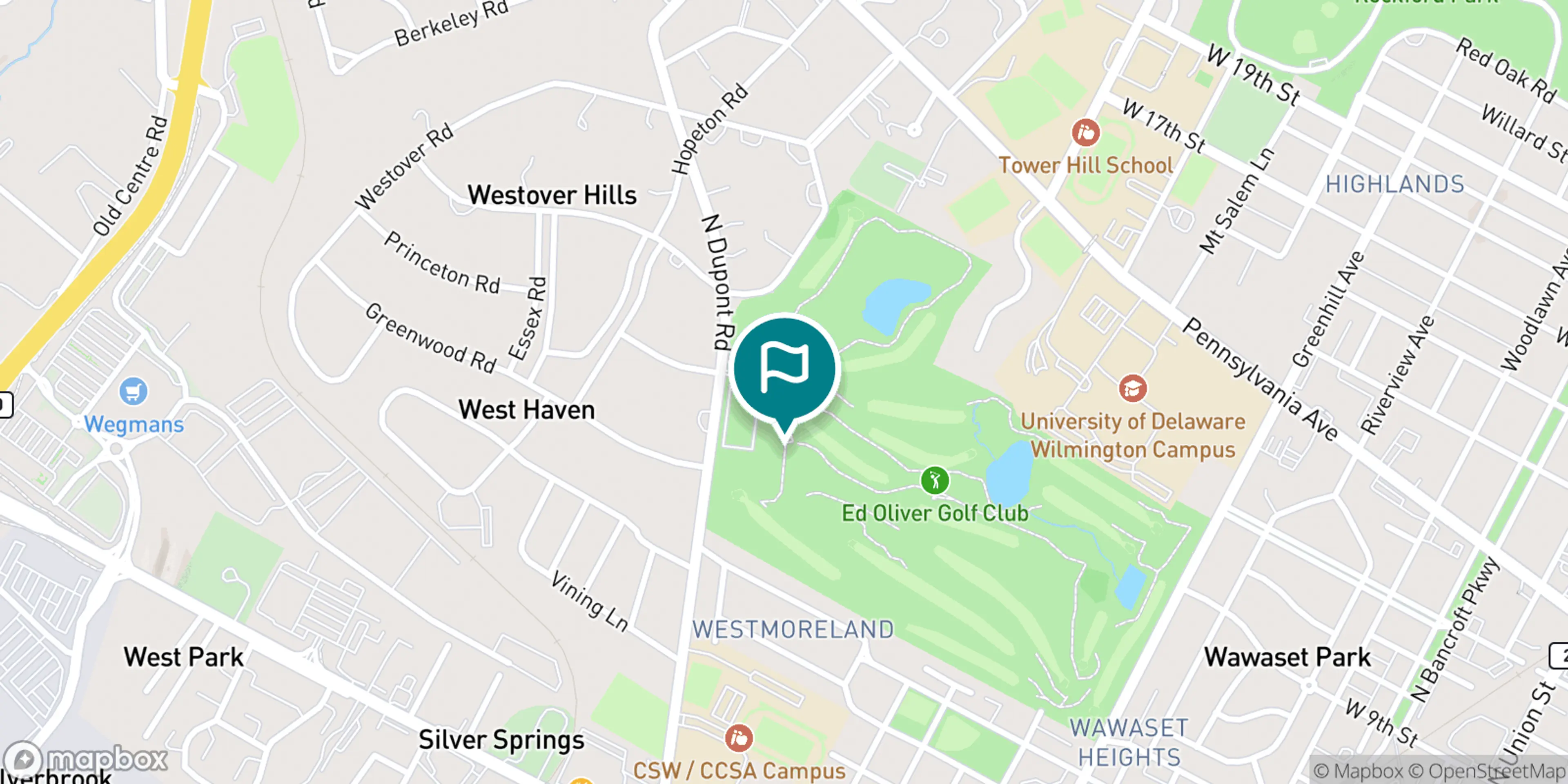Street map of Ed Oliver Golf Club and its local surroundings.