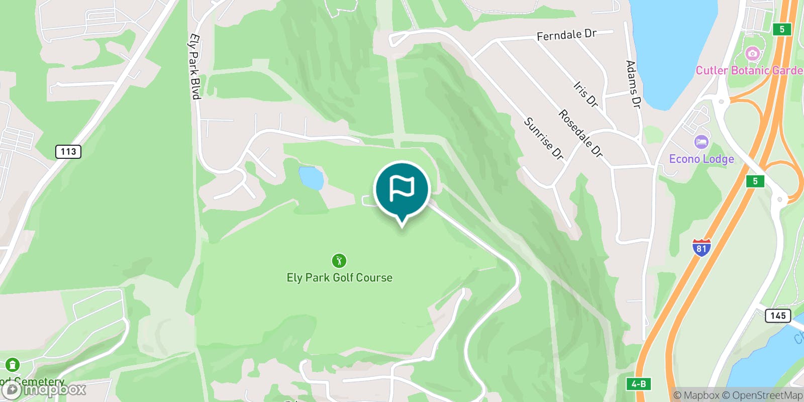 Street map of Ely Park Golf Course  and its local surroundings.