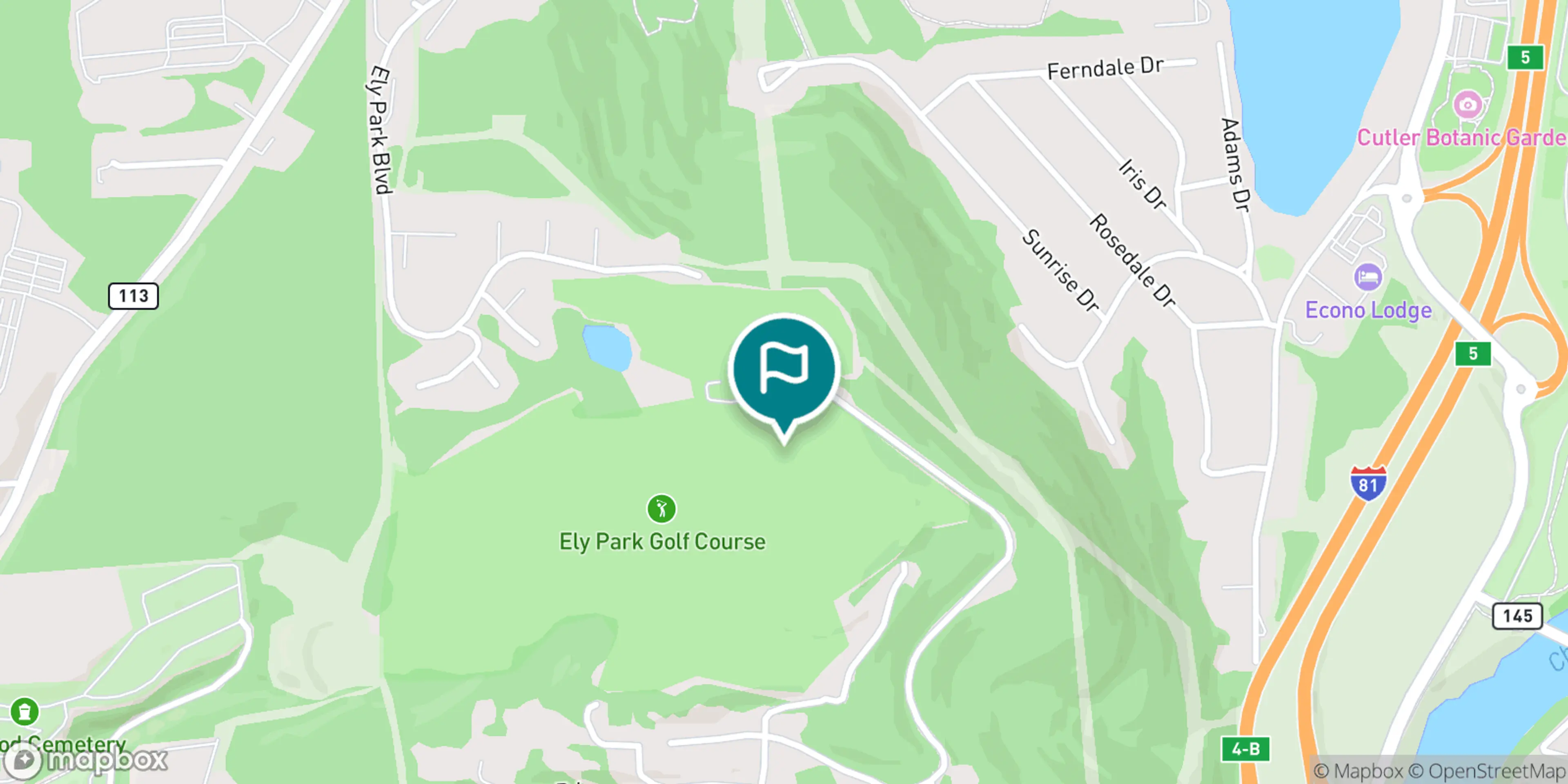 Street map of Ely Park Golf Course and its local surroundings.