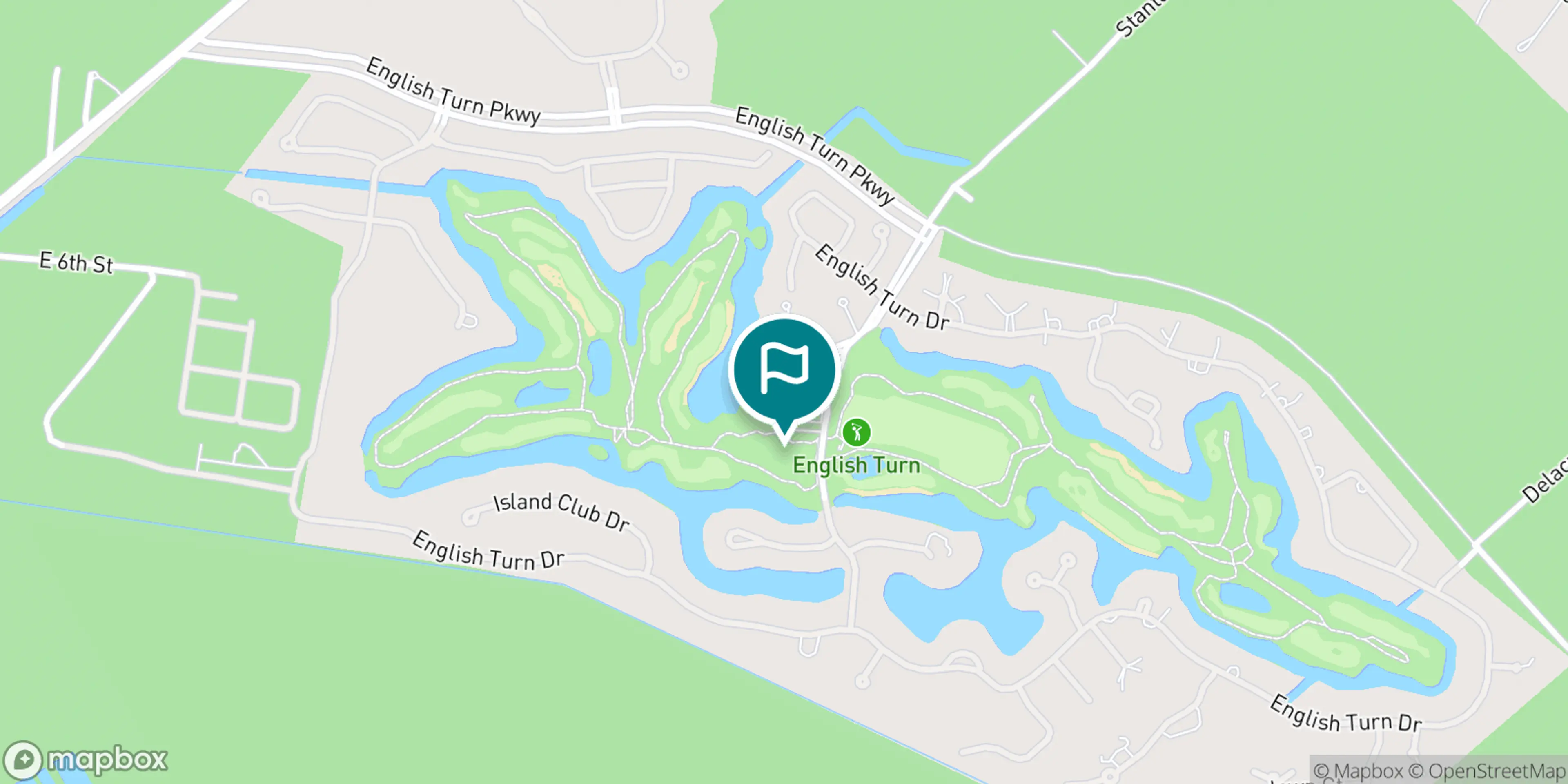 Street map of English Turn Golf & Country Club and its local surroundings.