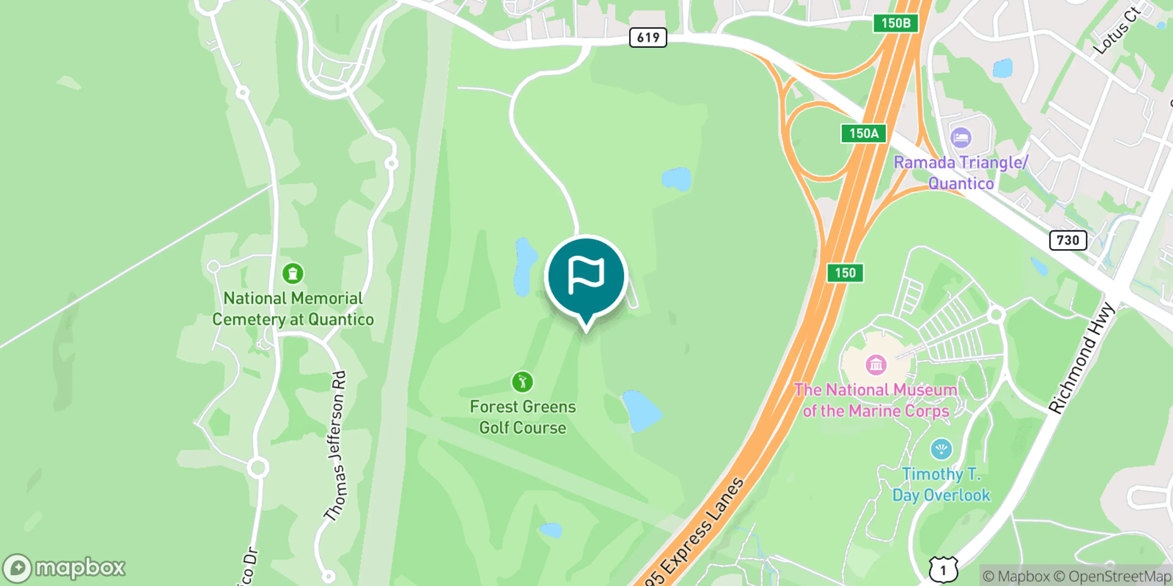 Street map of Forest Greens Golf Club and its local surroundings.