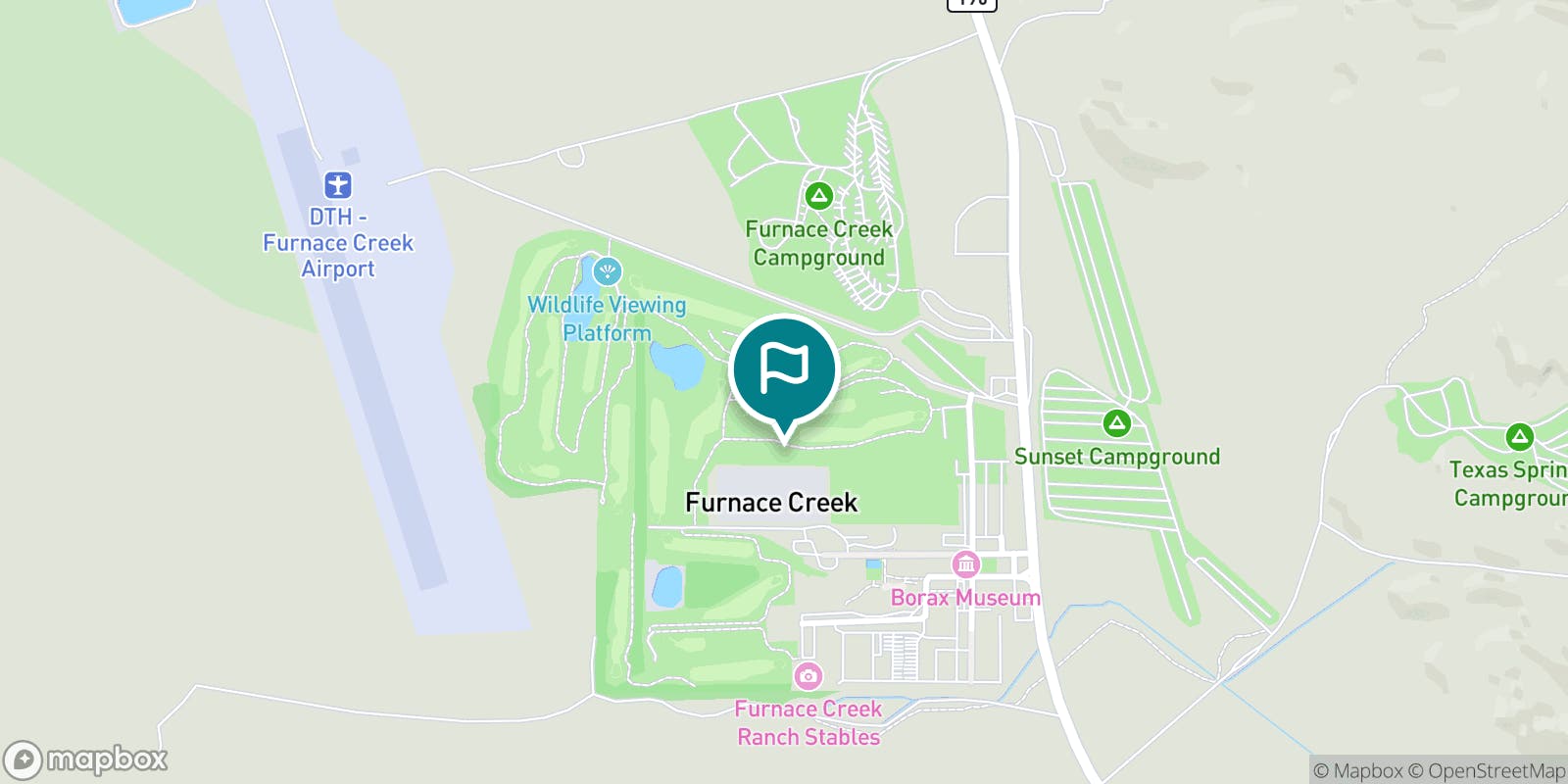 Street map of Furnace Creek Golf Course and its local surroundings.