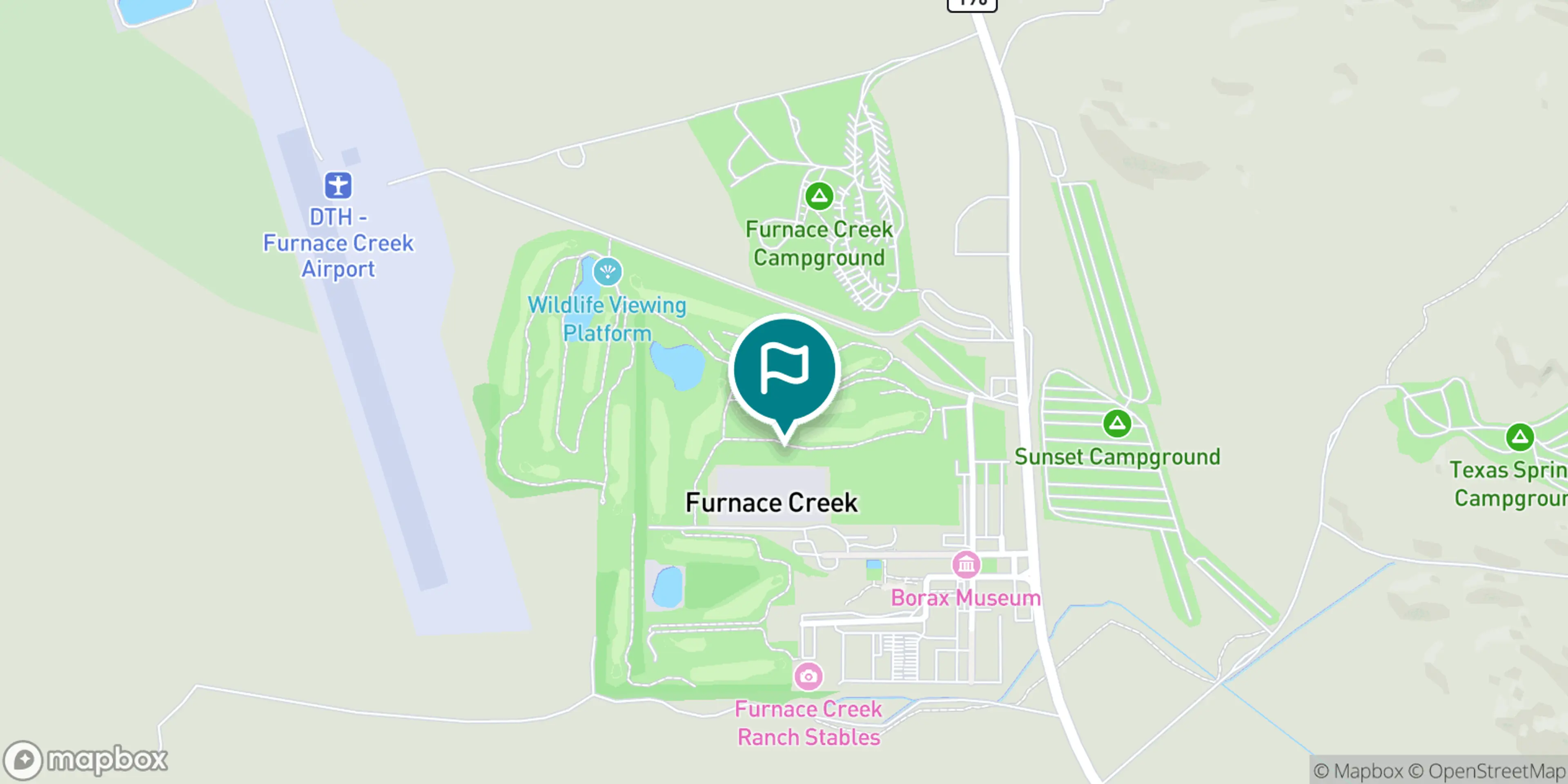 Street map of Furnace Creek Golf Course and its local surroundings.