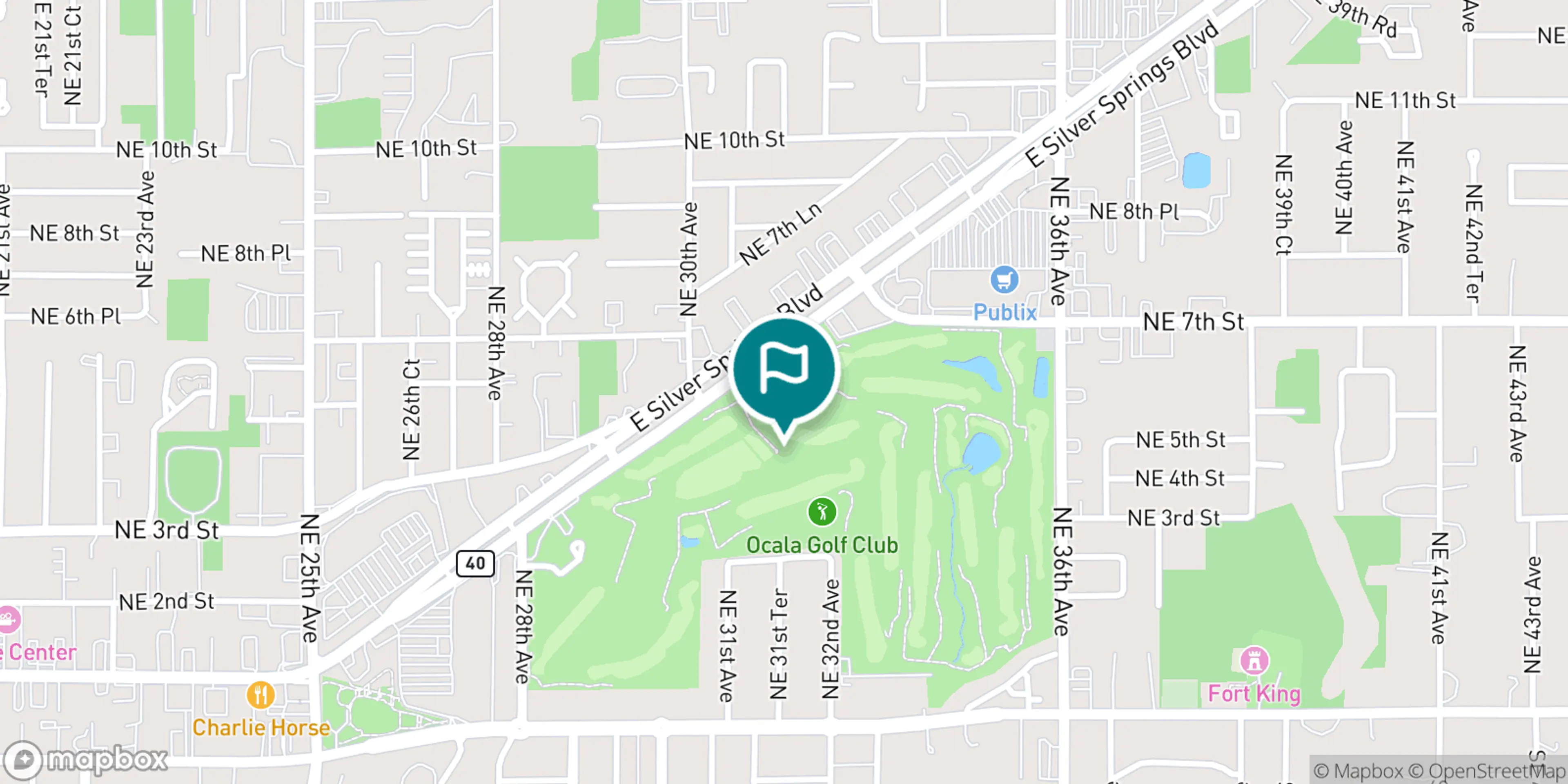 Street map of Ocala Golf Club and its local surroundings.