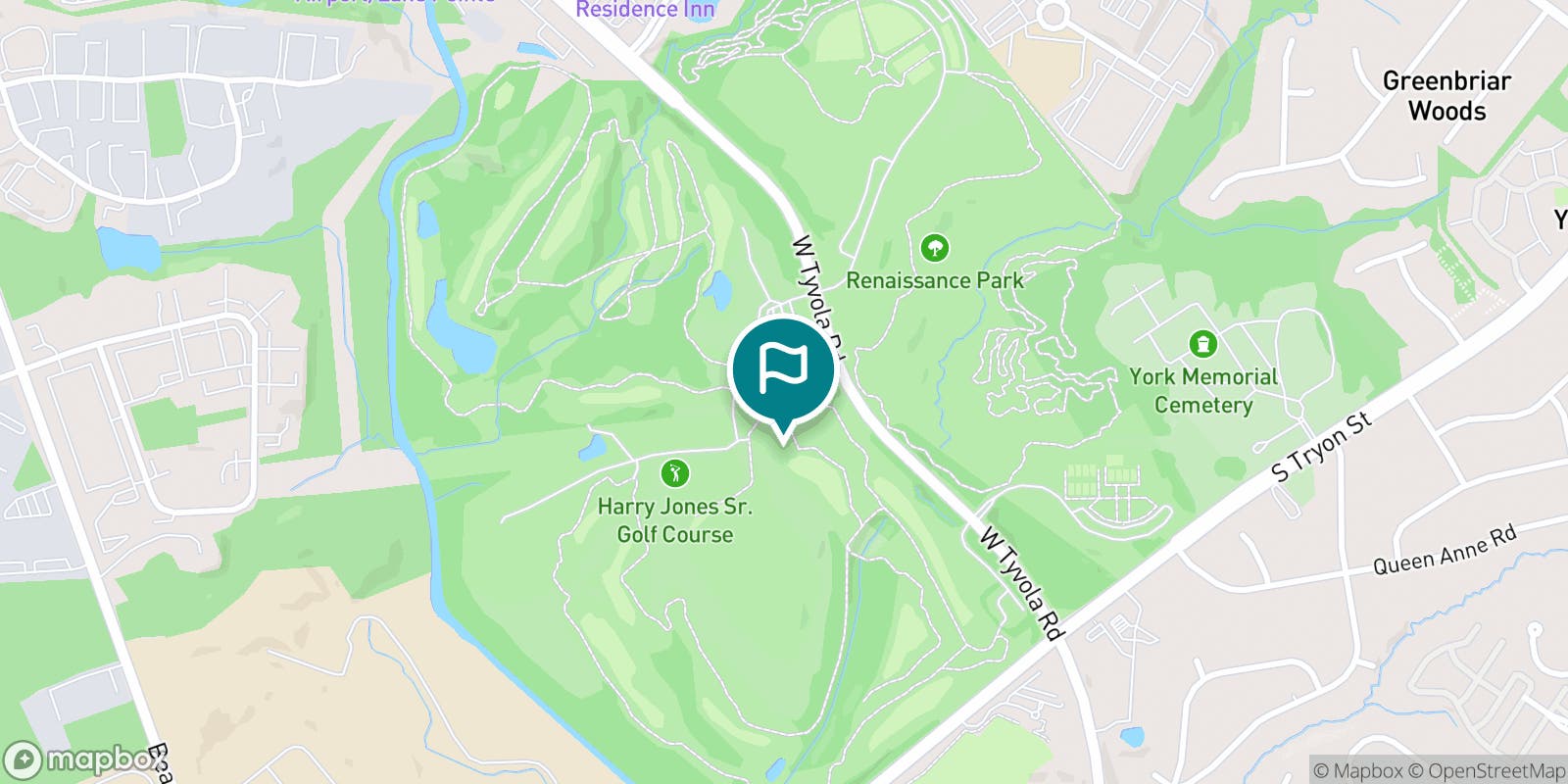 Street map of Harry L. Jones, Sr. Golf Course and its local surroundings.