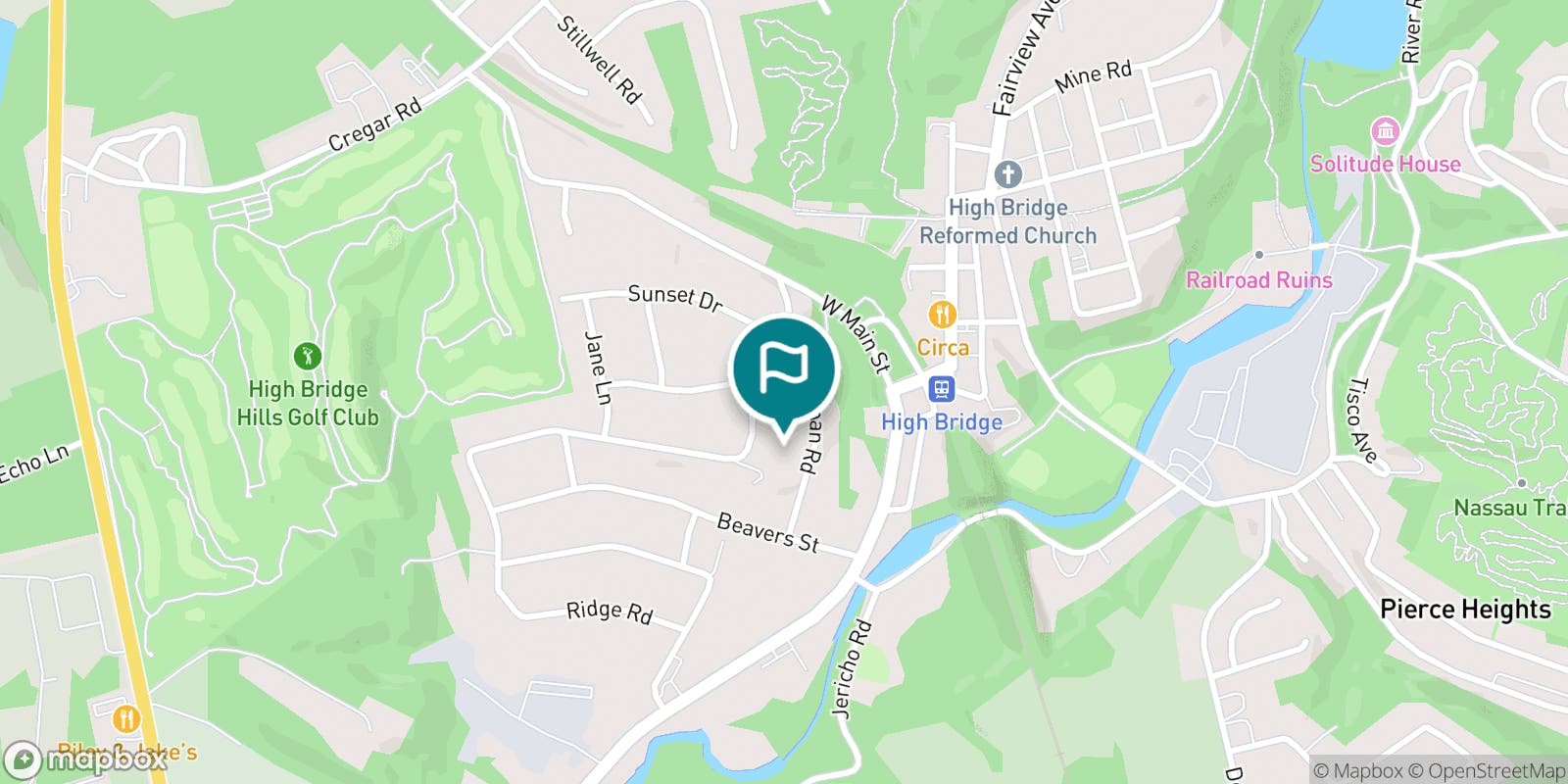 Street map of High Bridge Hills Golf Club and its local surroundings.