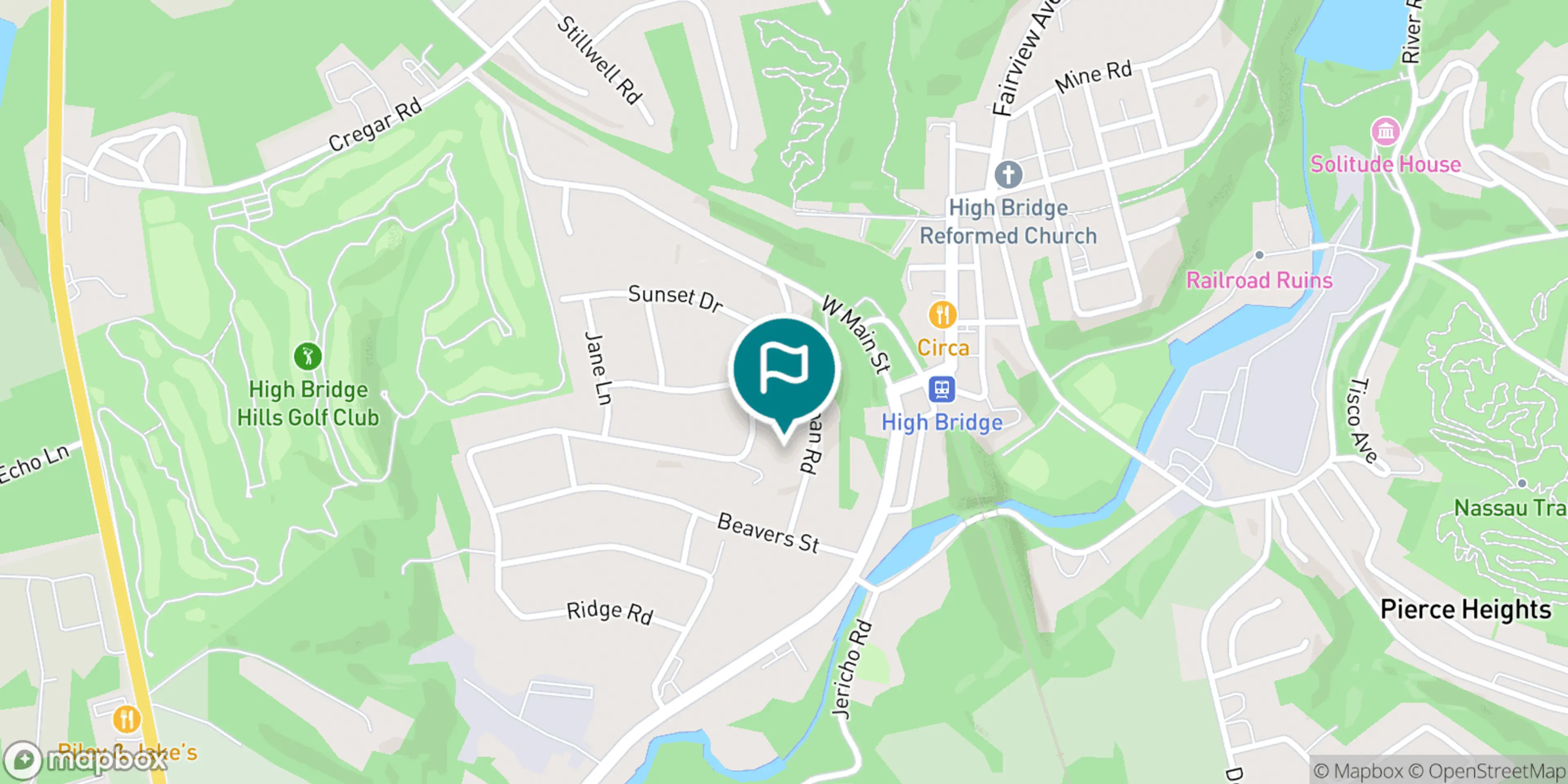Street map of High Bridge Hills Golf Club and its local surroundings.