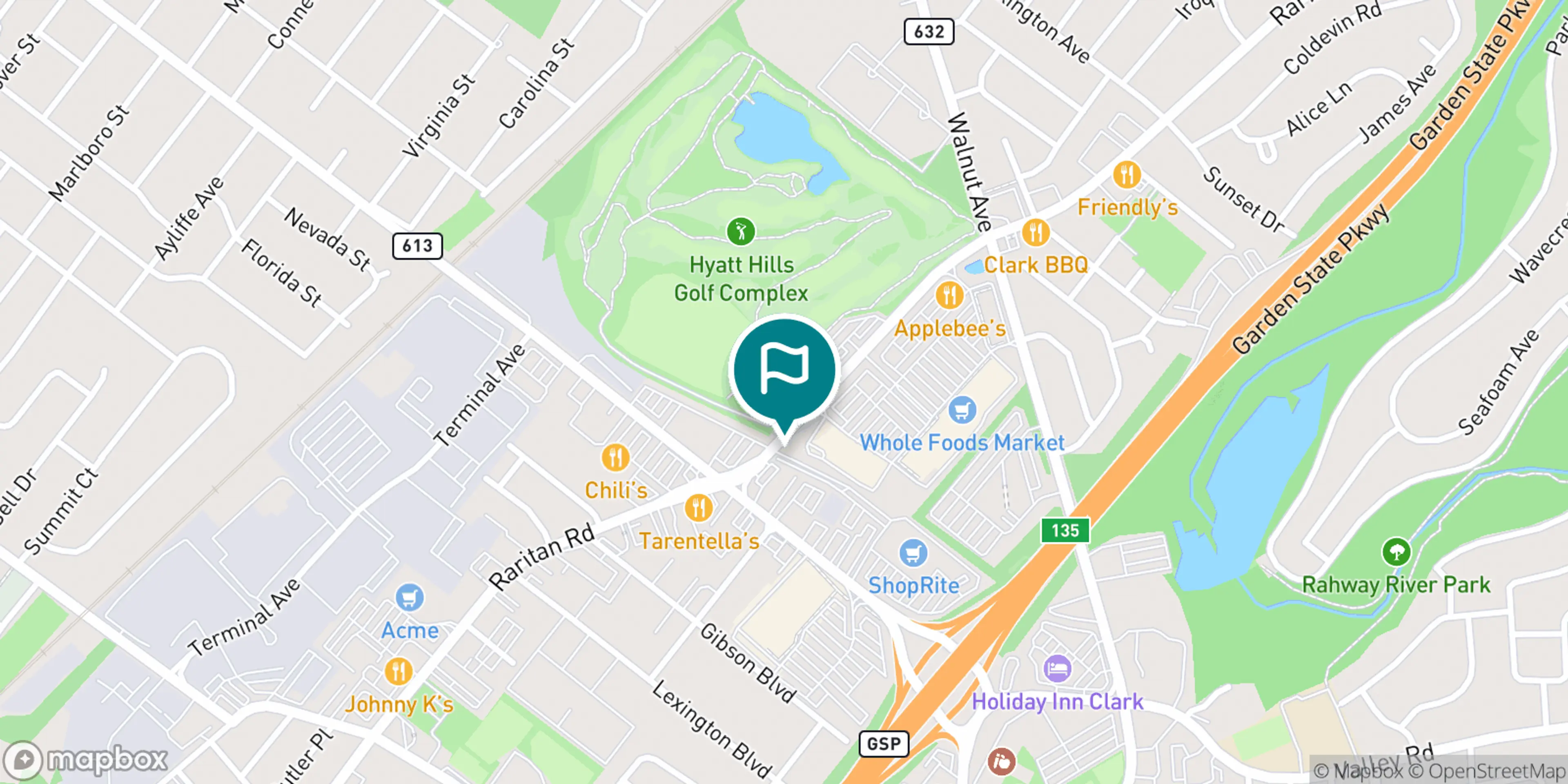 Street map of Hyatt Hills Golf Complex and its local surroundings.