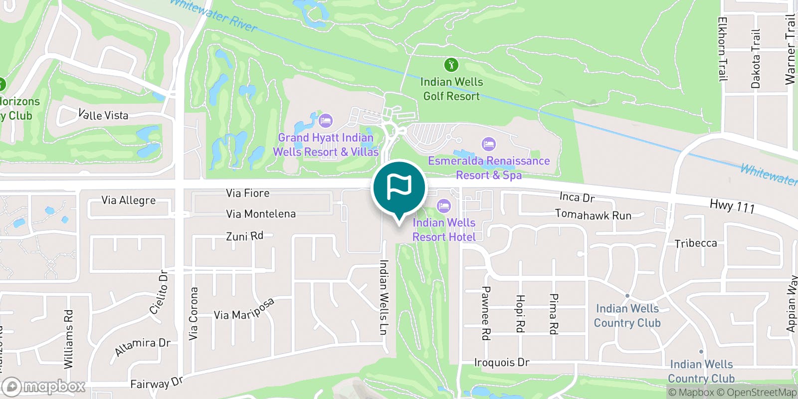 Street map of Indian Wells Golf Resort and its local surroundings.