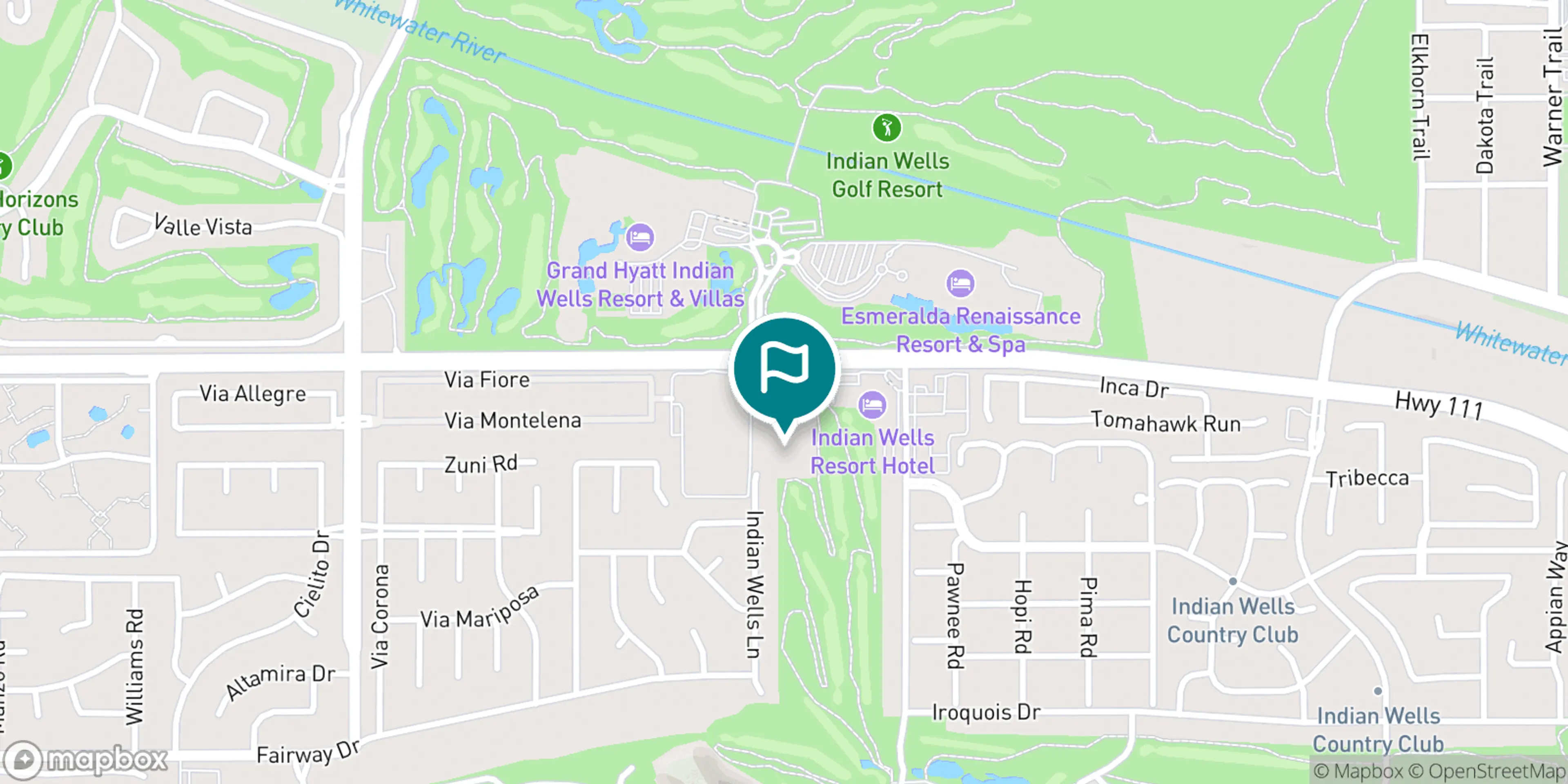 Street map of Indian Wells Golf Resort and its local surroundings.