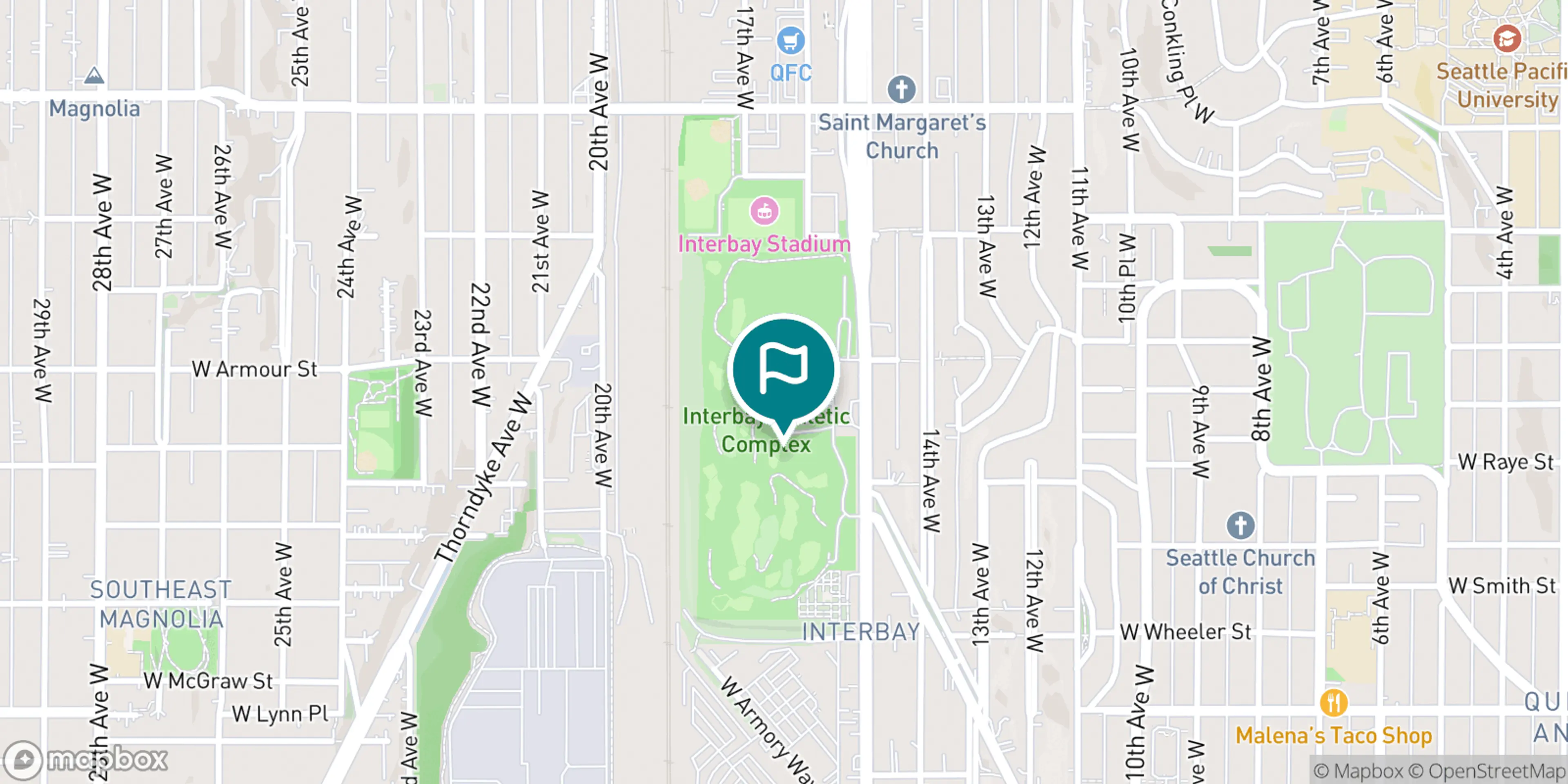 Street map of Interbay Golf Center and its local surroundings.