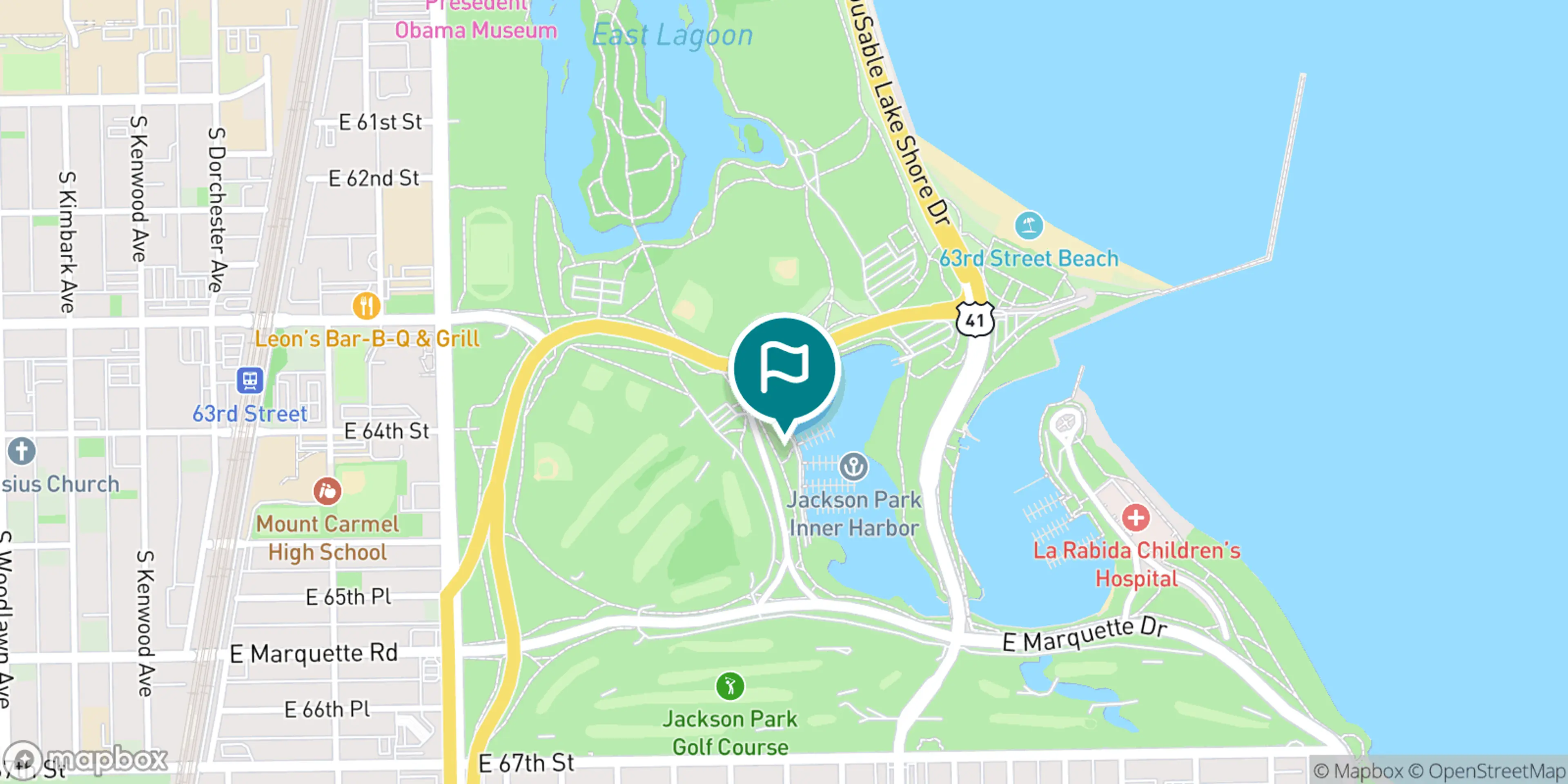 Street map of Jackson Park Golf Course - Chicago and its local surroundings.
