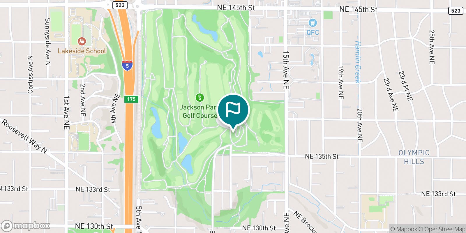 Street map of Jackson Park Golf Course - Seattle and its local surroundings.