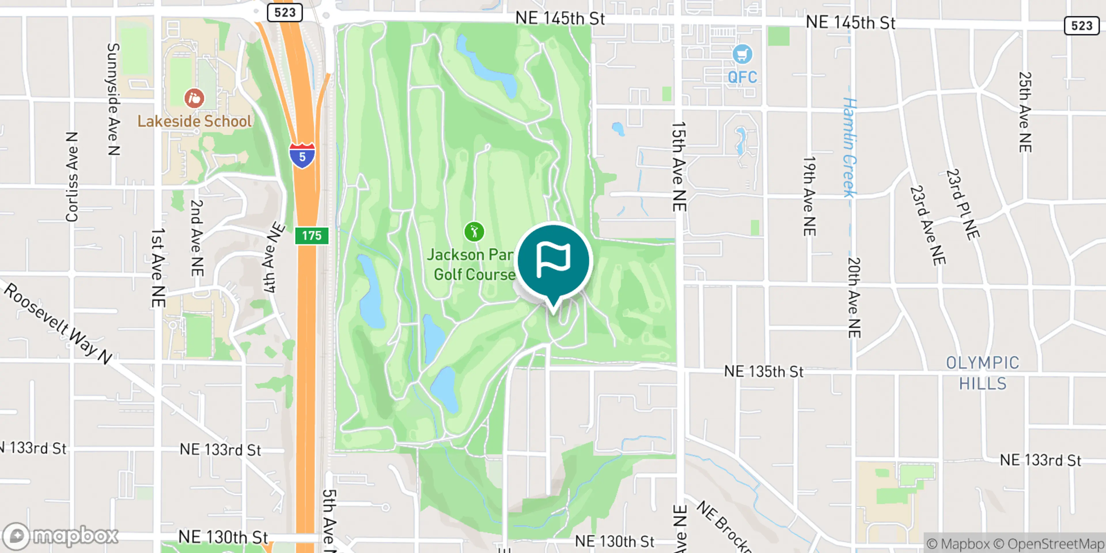 Street map of Jackson Park Golf Course - Seattle and its local surroundings.