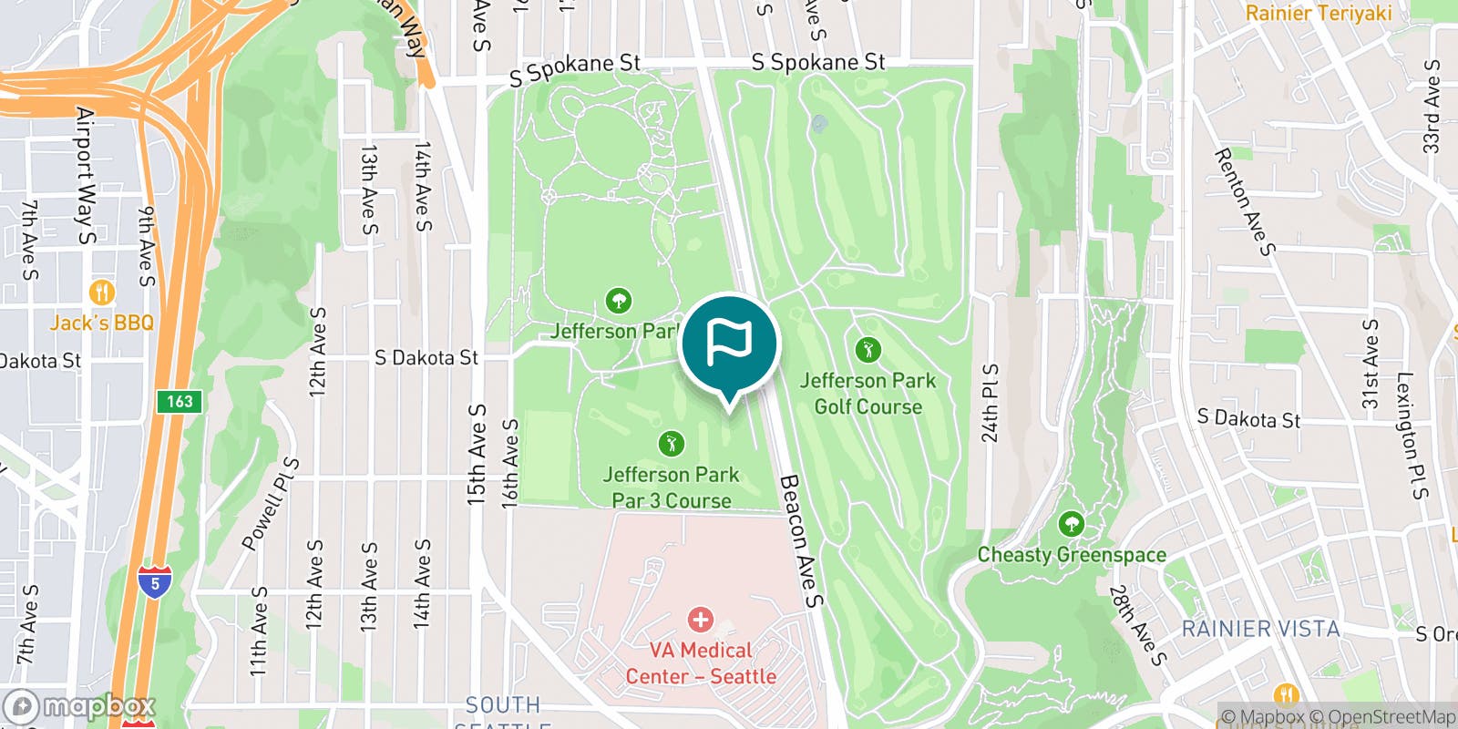 Street map of Bill Wright Golf Complex and its local surroundings.