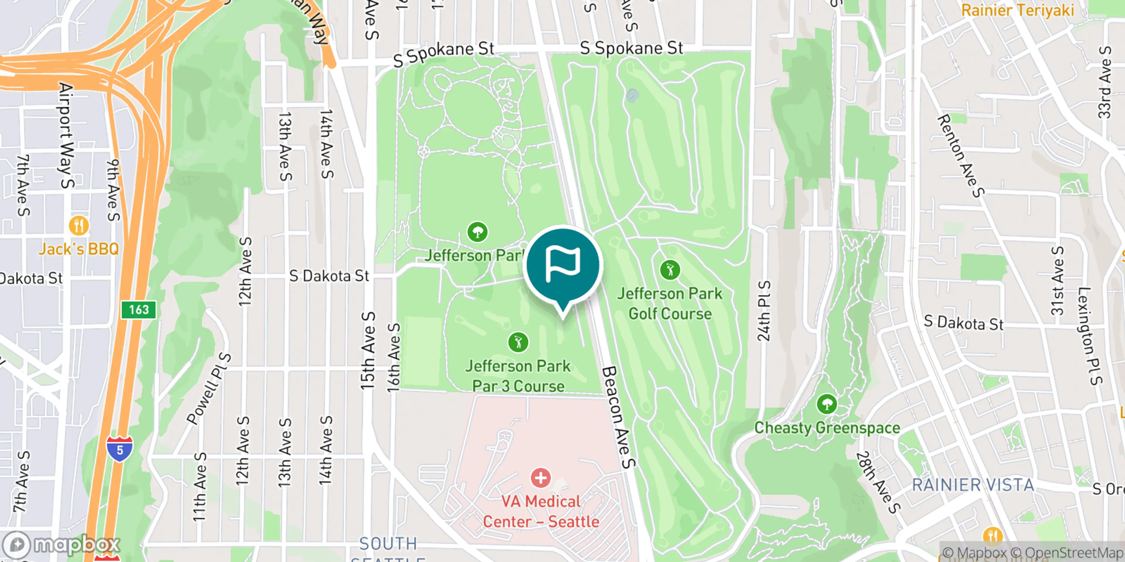 Street map of Bill Wright Golf Complex and its local surroundings.