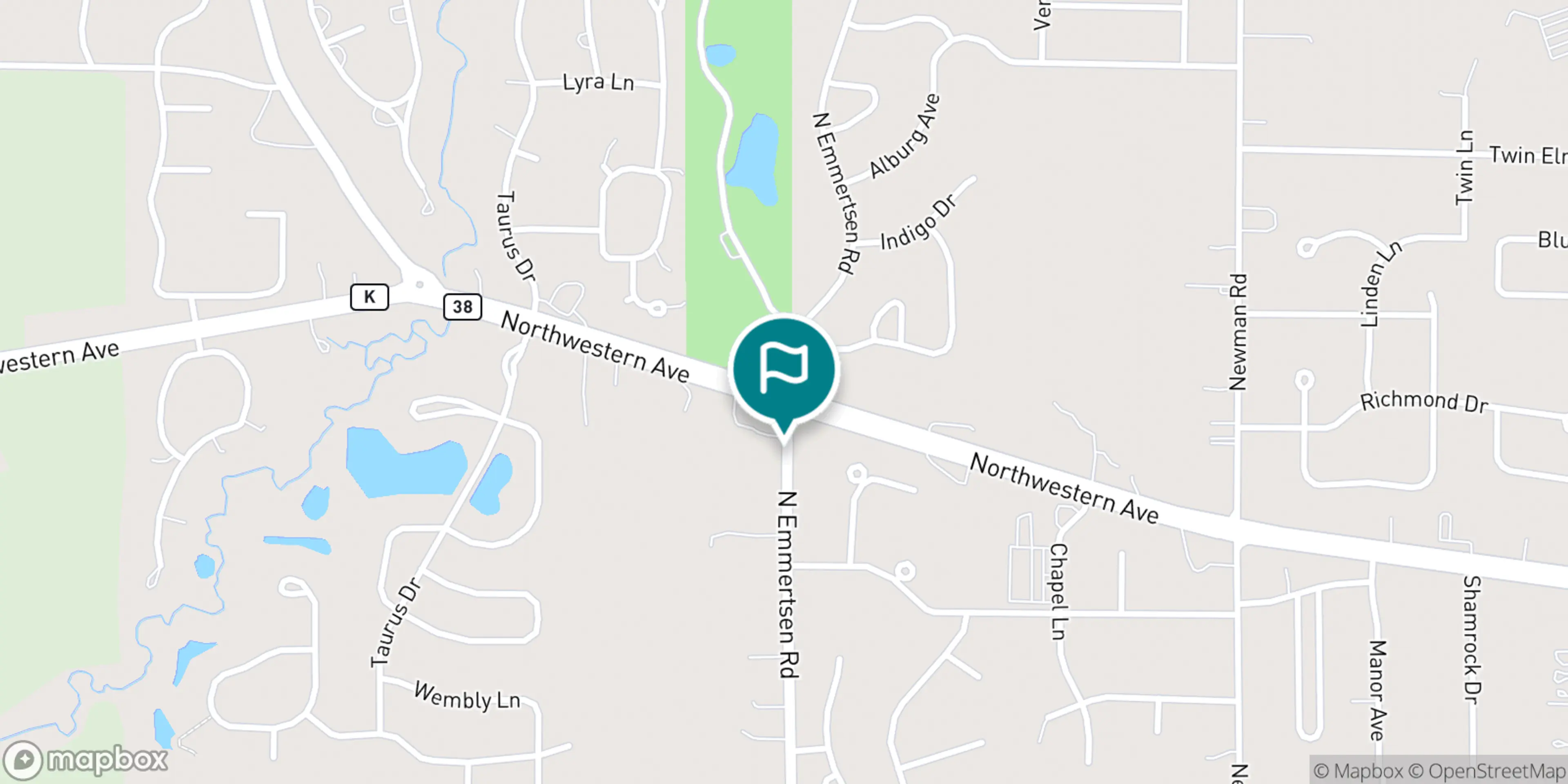 Street map of Johnson Park Golf Course and its local surroundings.