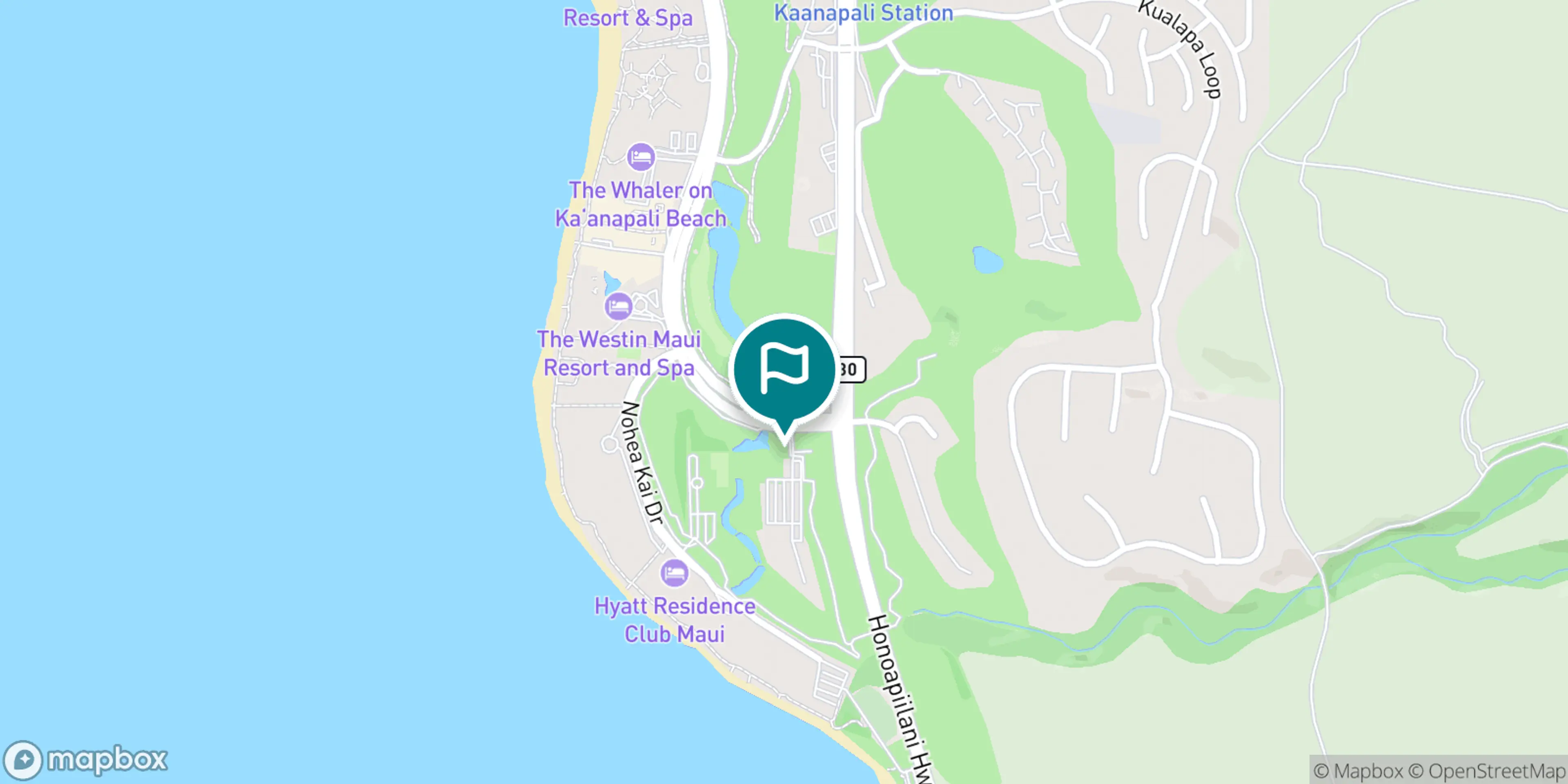 Street map of Ka'anapali Golf Courses and its local surroundings.