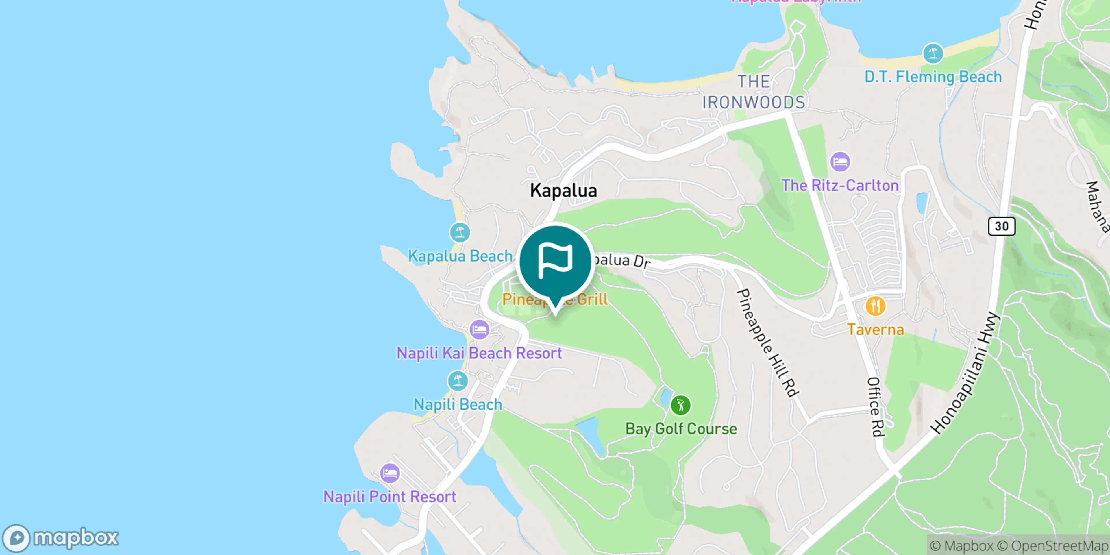 Street map of Kapalua and its local surroundings.