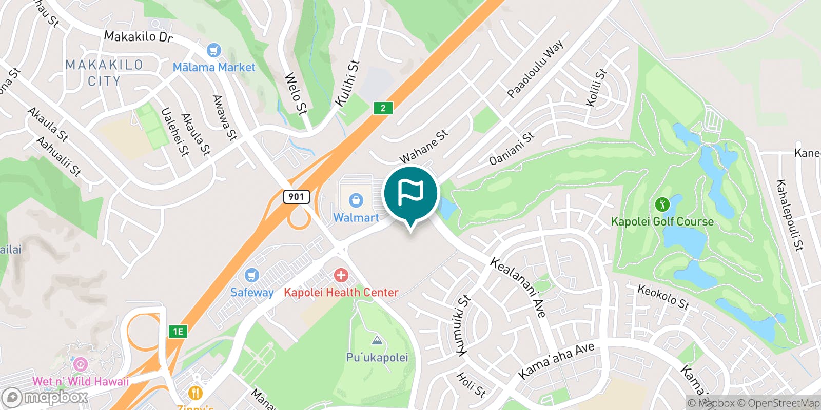 Street map of Kapolei Golf Club and its local surroundings.