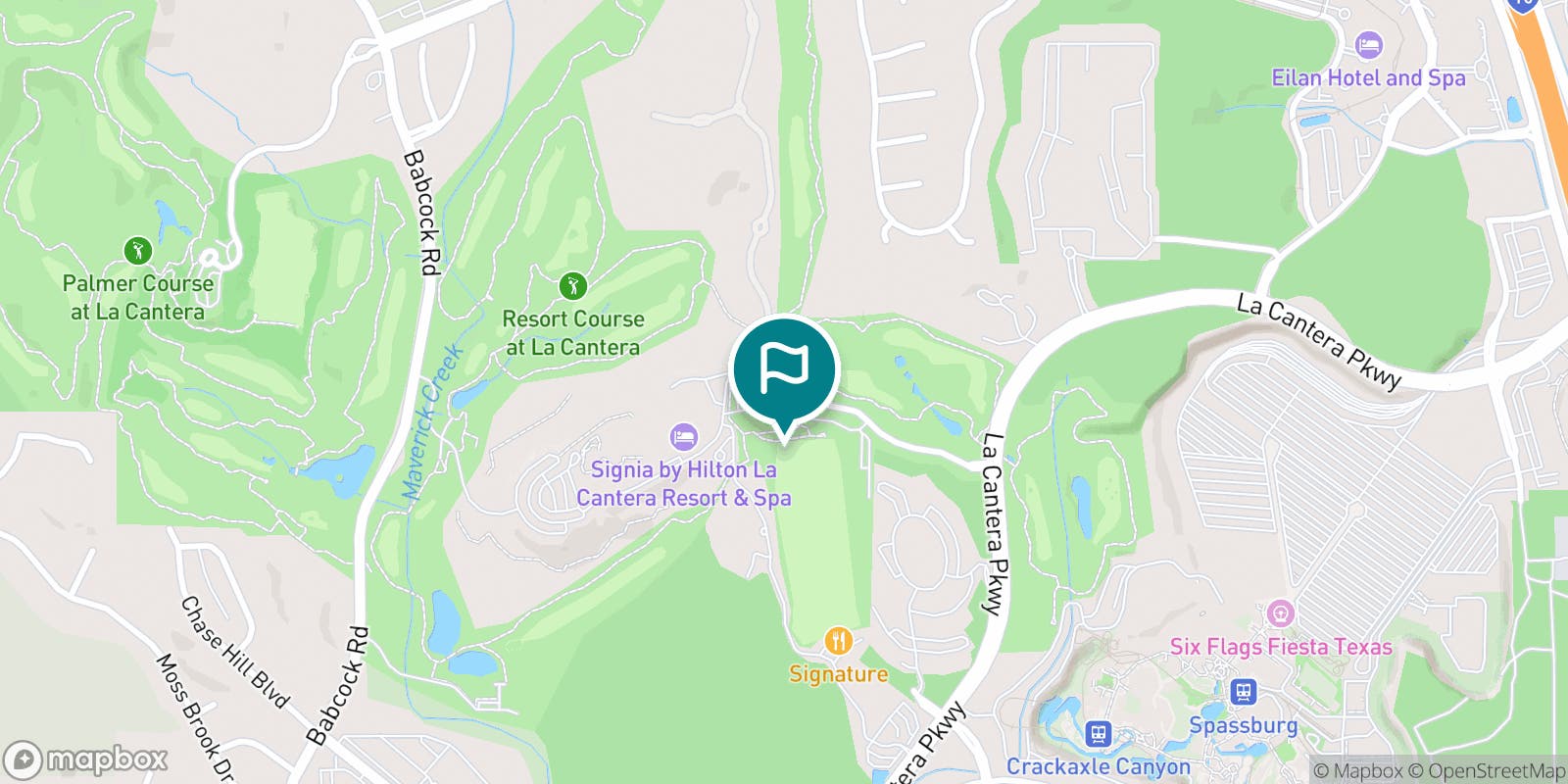 Street map of La Cantera Golf Club and its local surroundings.
