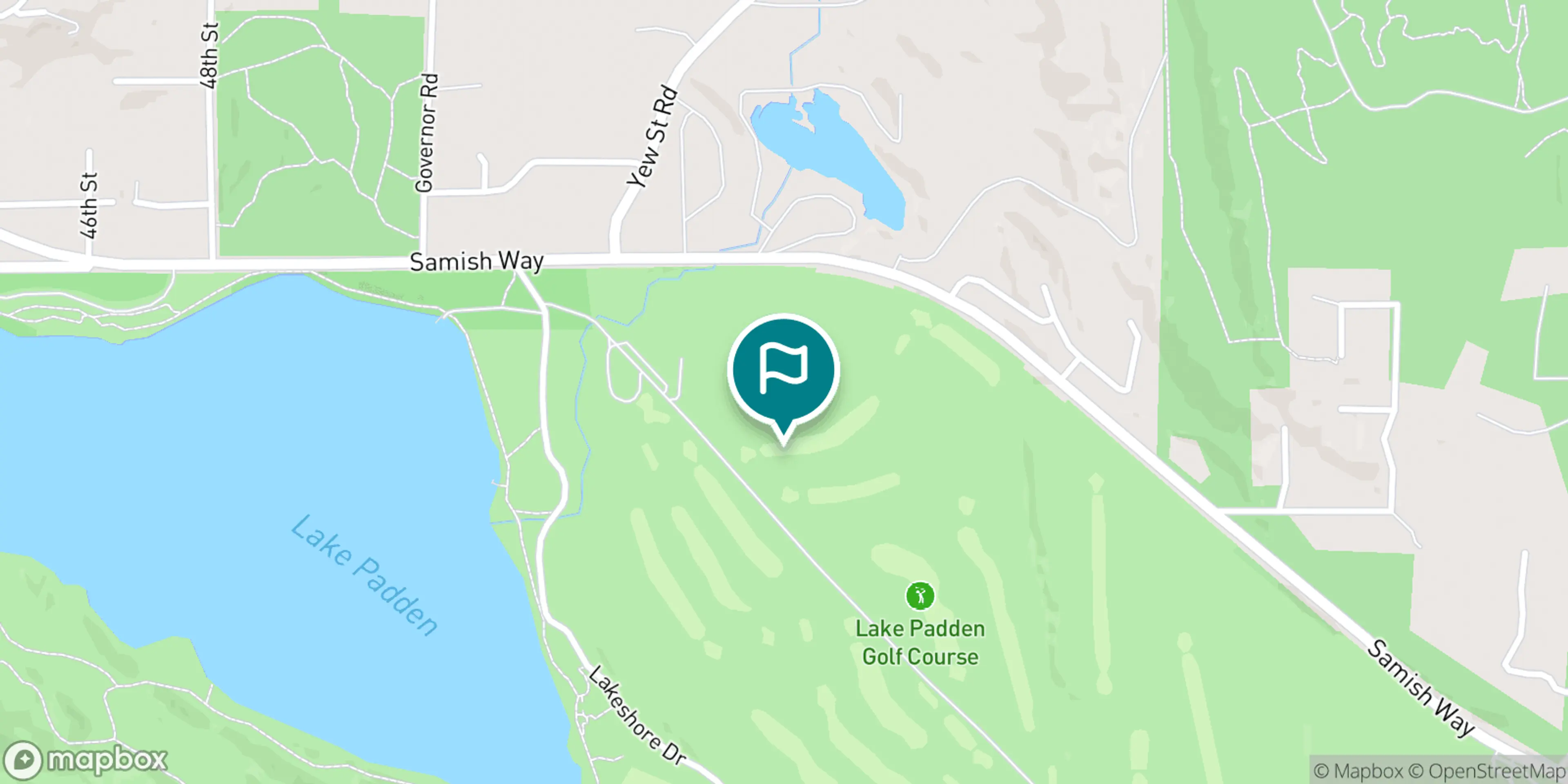 Street map of Lake Padden Golf Course and its local surroundings.