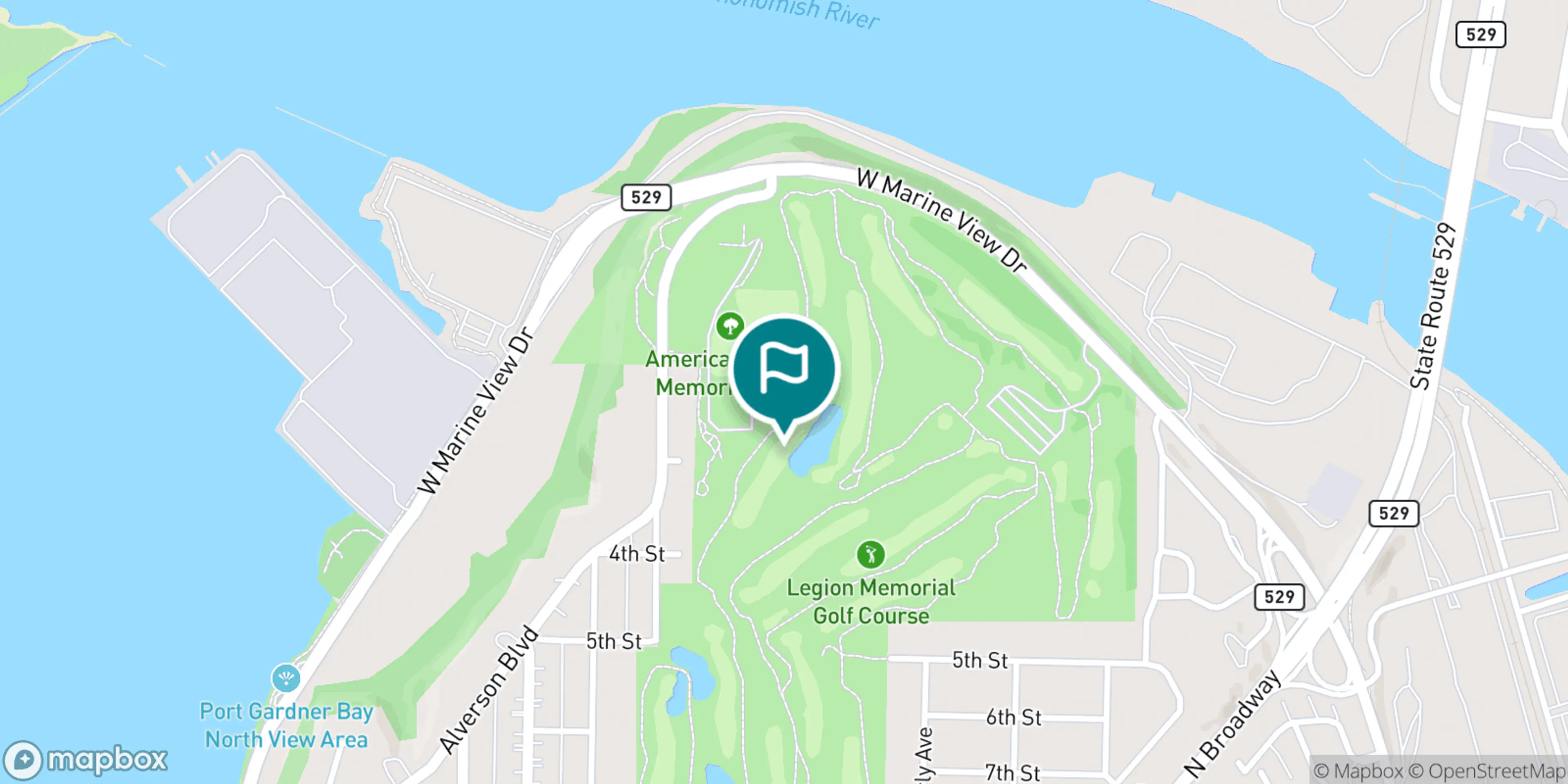 Street map of Legion Memorial Golf Course and its local surroundings.