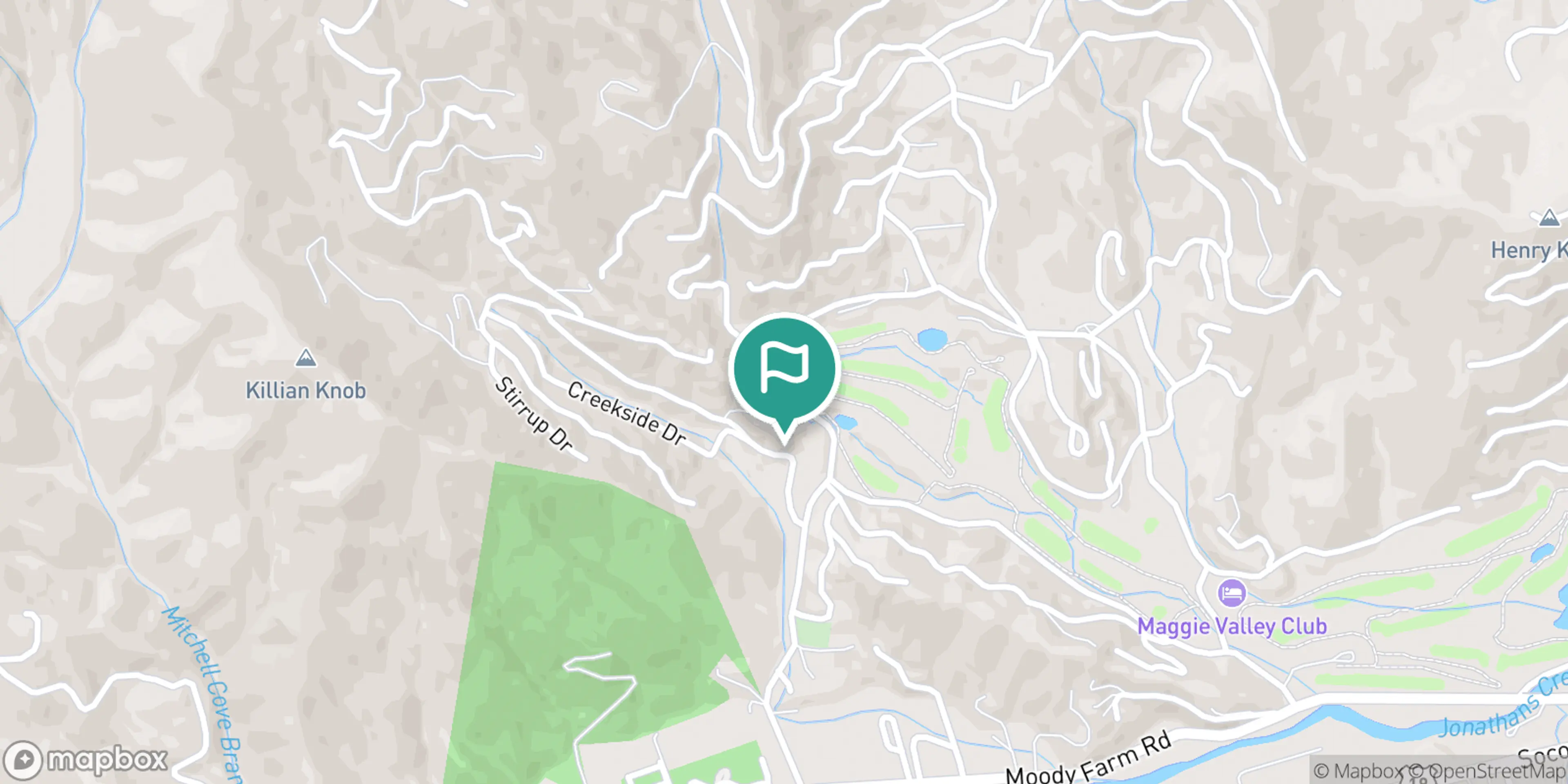 Street map of Maggie Valley Club & Resort and its local surroundings.