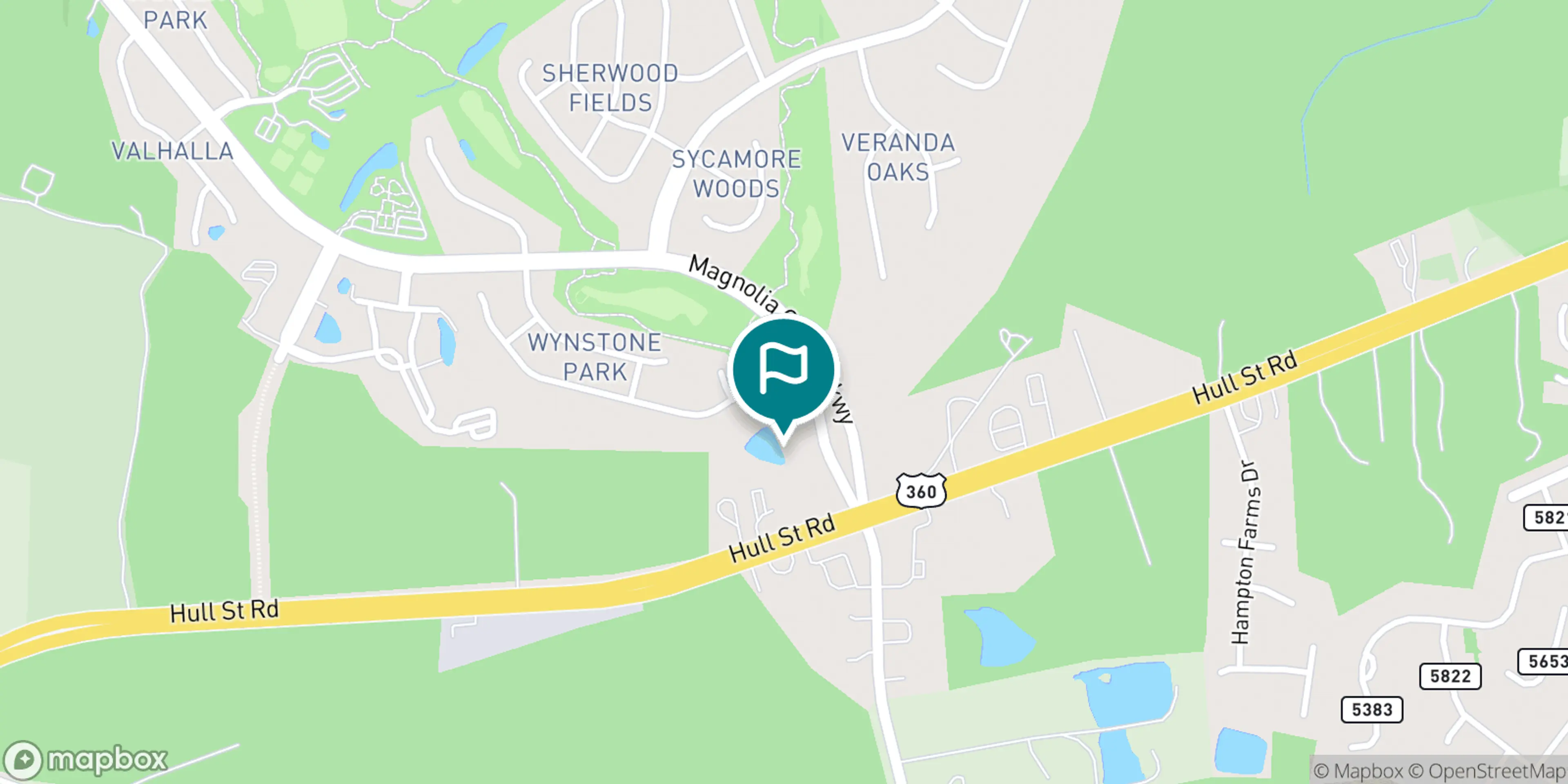 Street map of Magnolia Green Golf Club and its local surroundings.