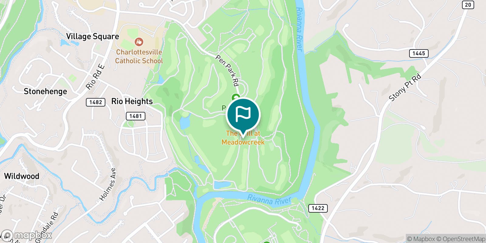 Street map of Meadowcreek Golf Course and its local surroundings.