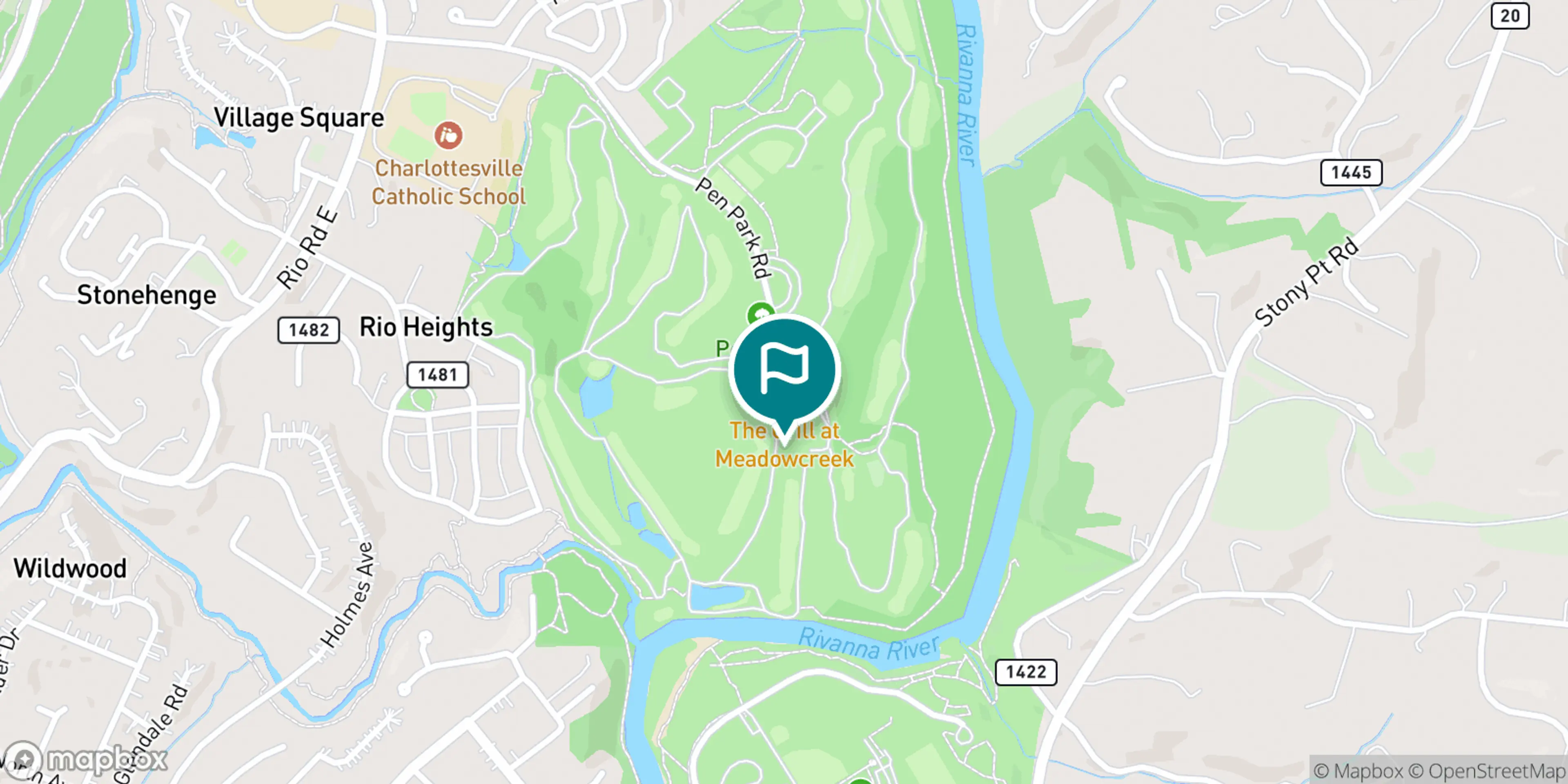 Street map of Meadowcreek Golf Course and its local surroundings.