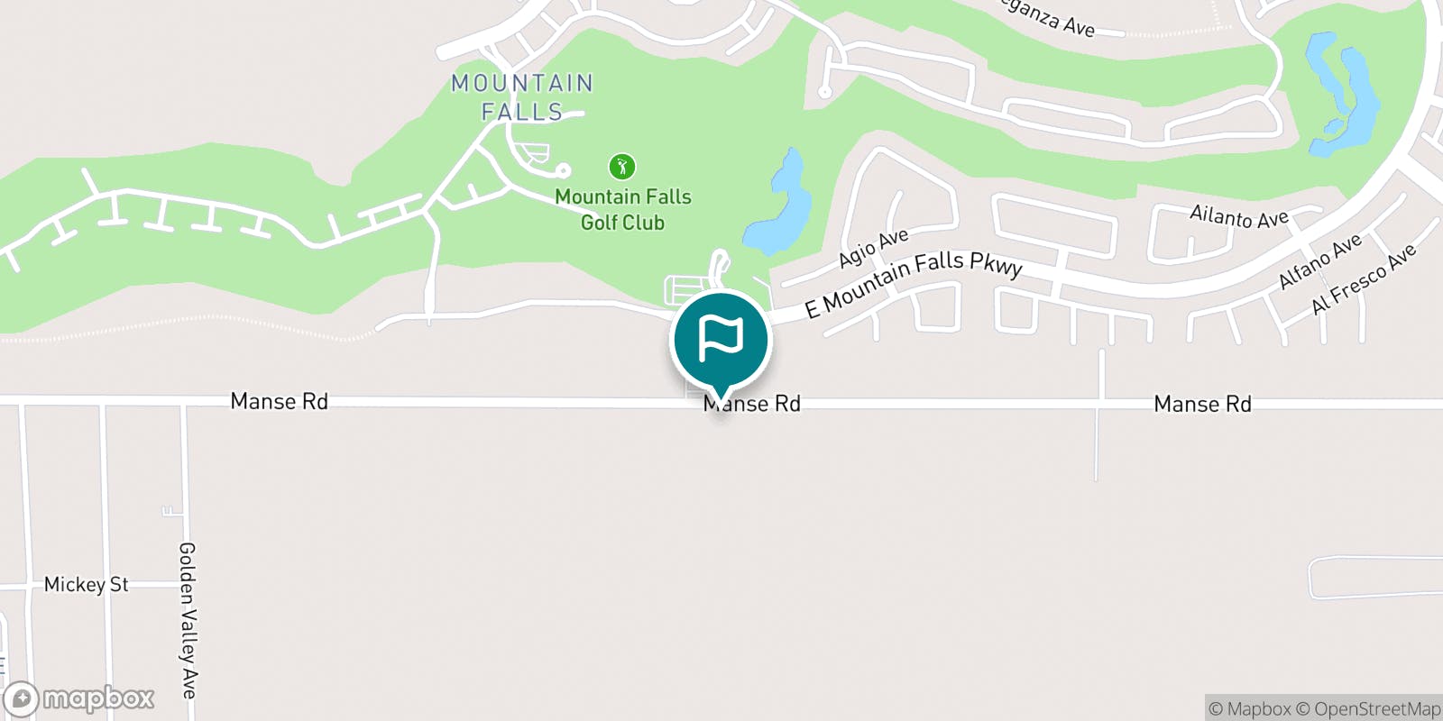 Street map of Mountain Falls Golf Club and its local surroundings.