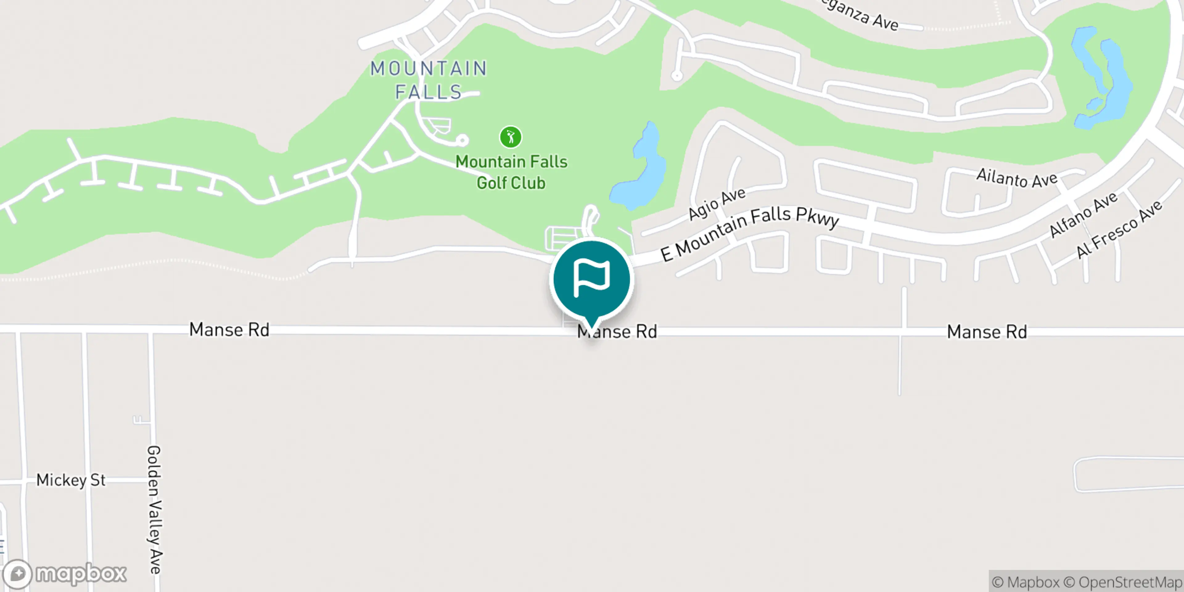 Street map of Mountain Falls Golf Club and its local surroundings.