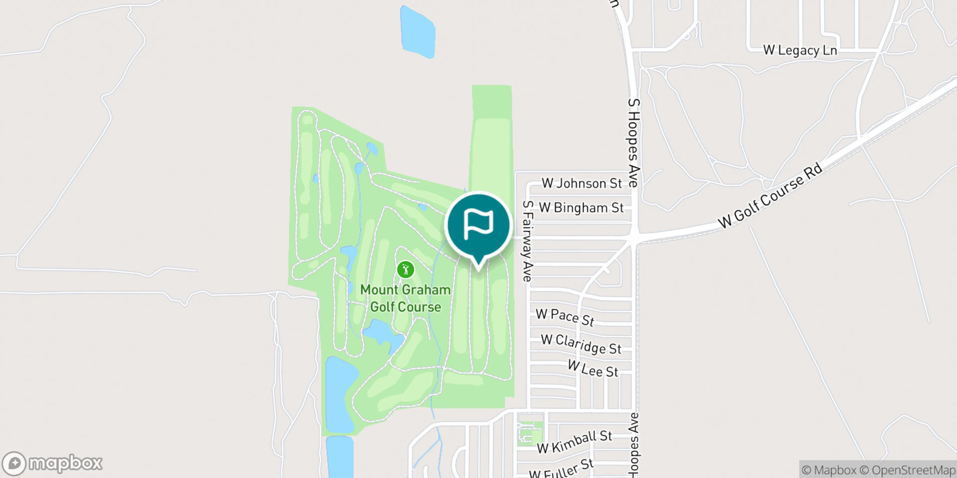 Street map of Mt Graham Golf Club and its local surroundings.