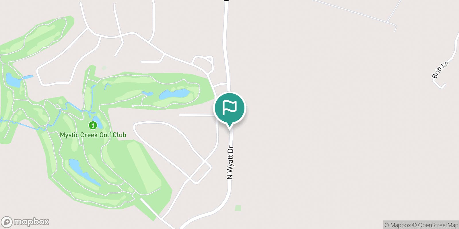 Street map of Mystic Creek Golf Club and its local surroundings.