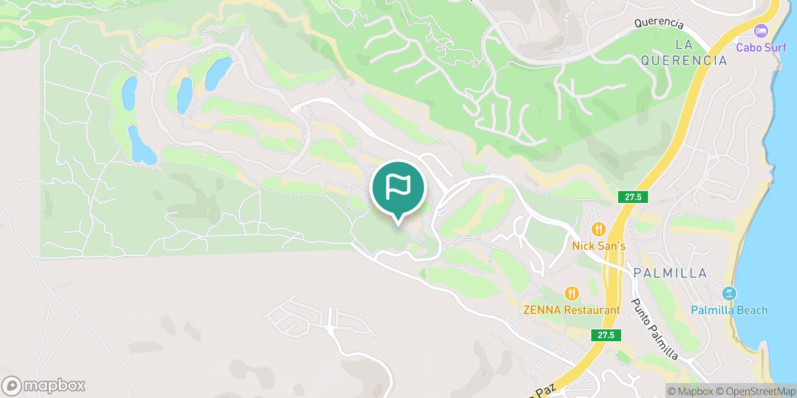 Street map of Palmilla Golf Club and its local surroundings.
