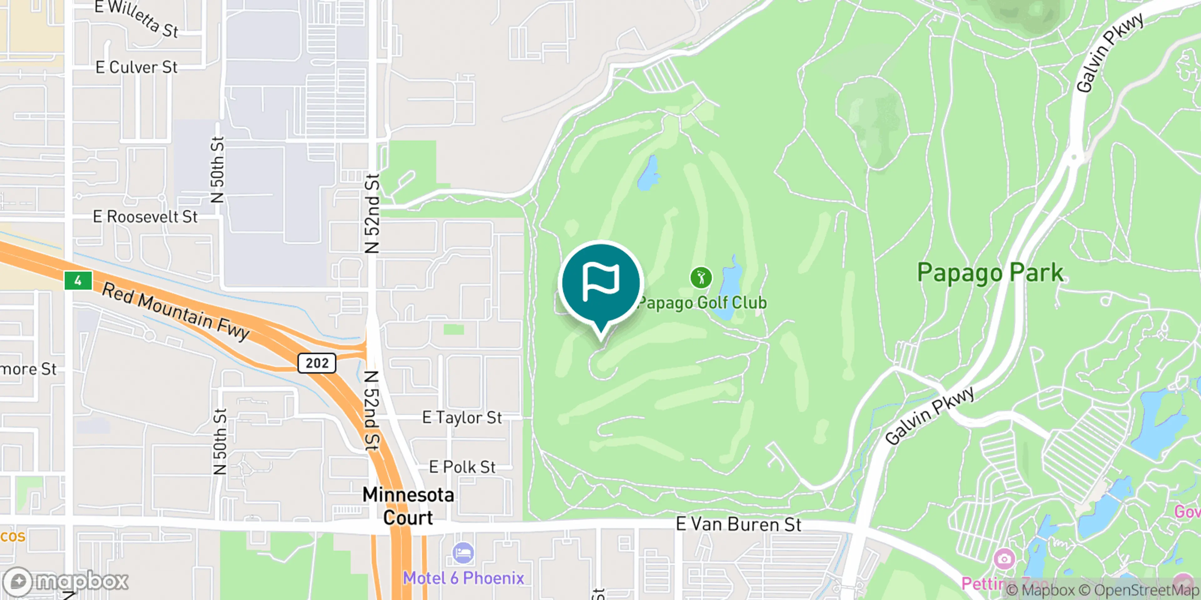 Street map of Papago Golf Club and its local surroundings.