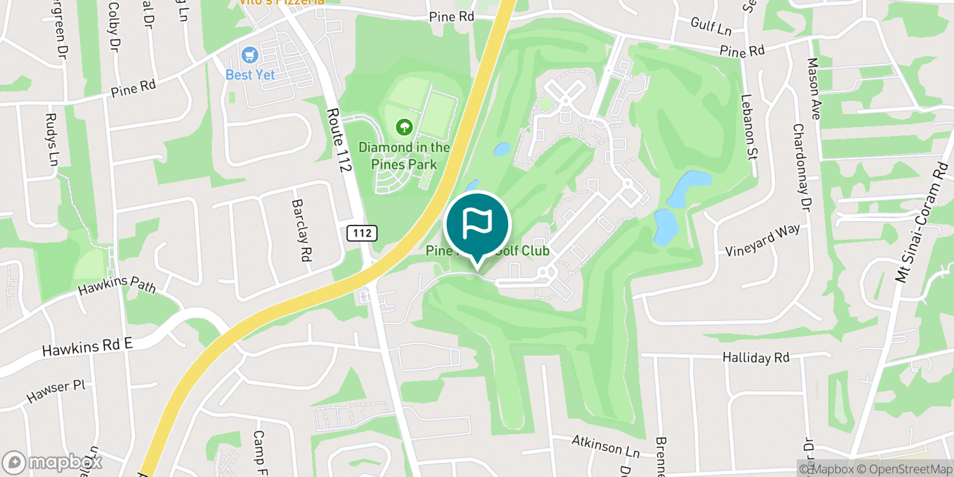 Street map of Pine Ridge Golf Club and its local surroundings.